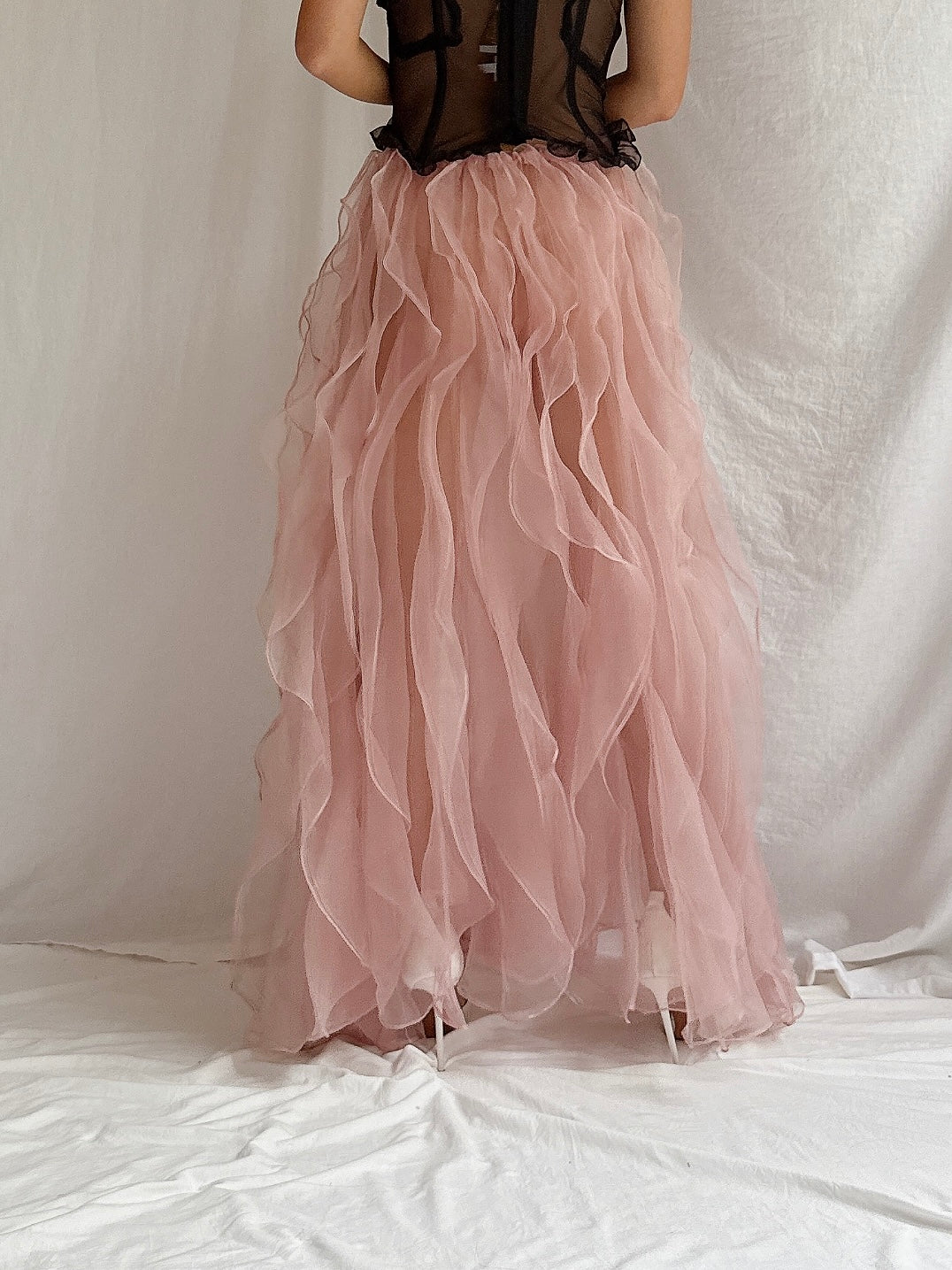 Vintage Pink Ruffled Skirt - OSFM