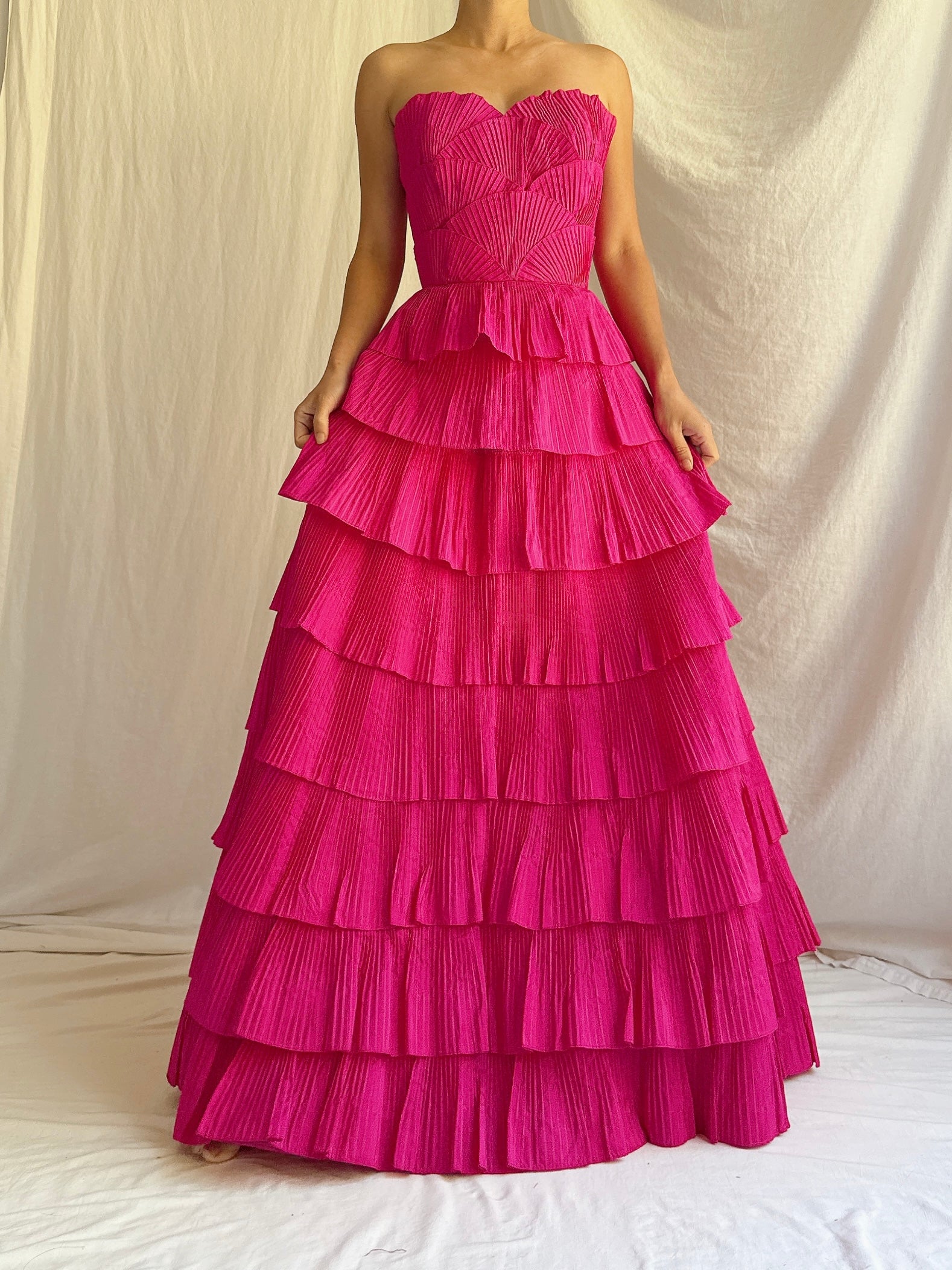 Vintage Saks 5th Ave Scalloped Silk Petal Dress - Size 4