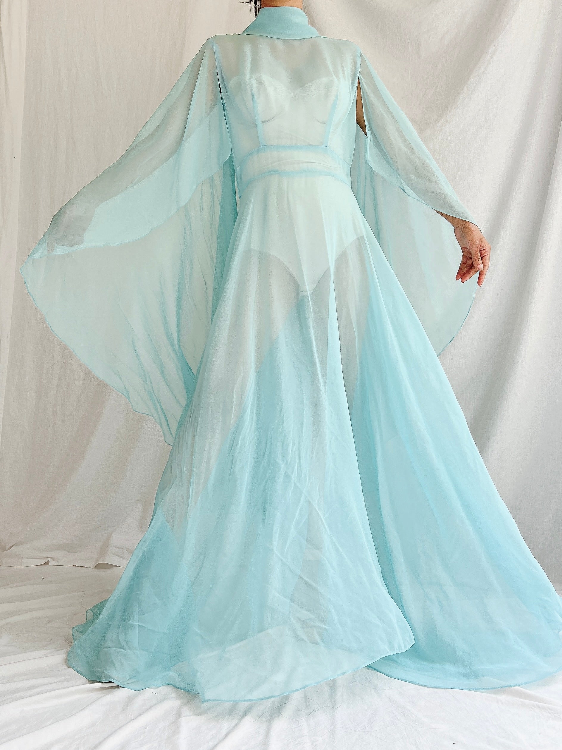 1960s Cyan Cape Gown - S