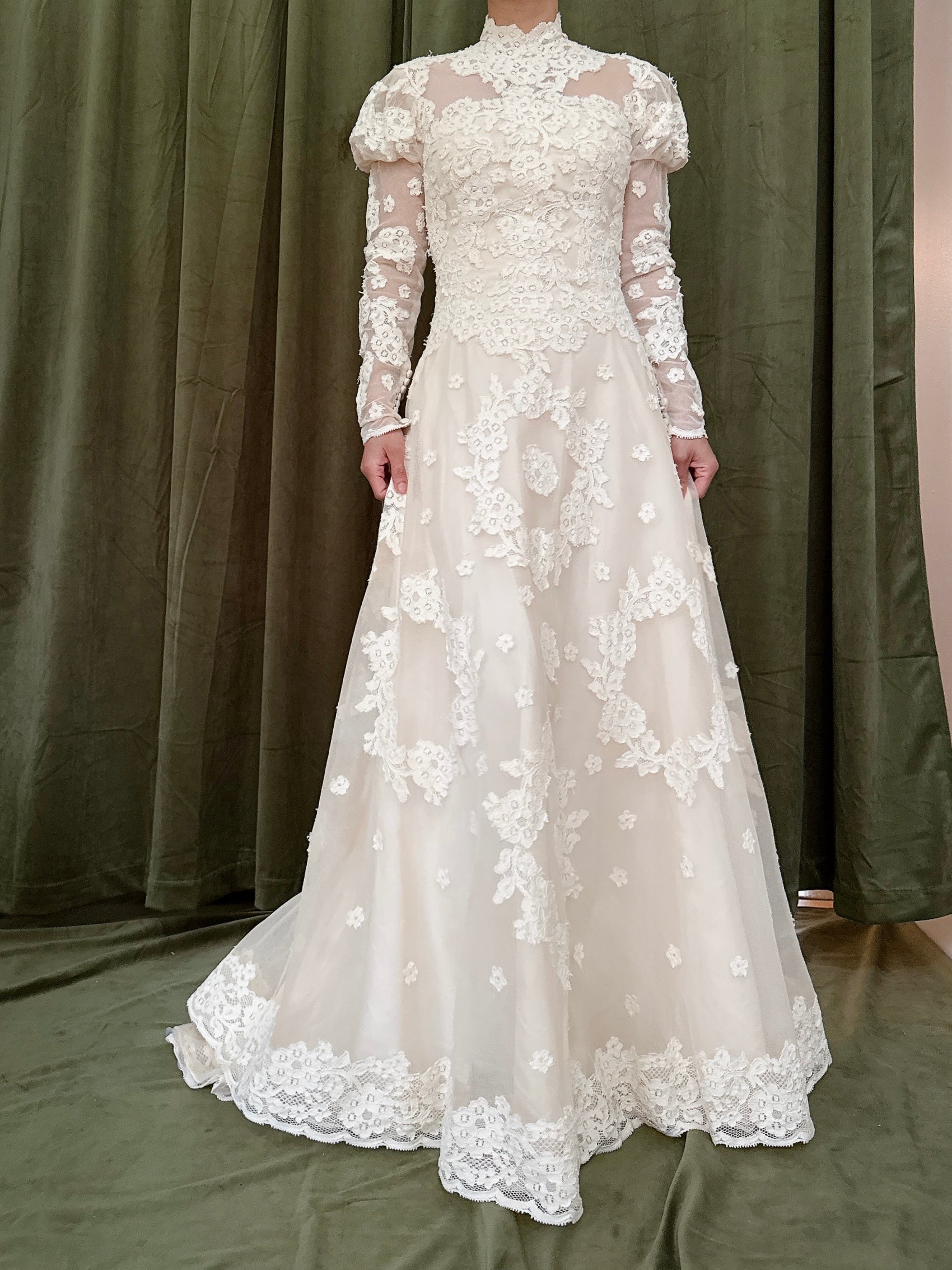 1960s Long Sleeve Lace Dress - XS