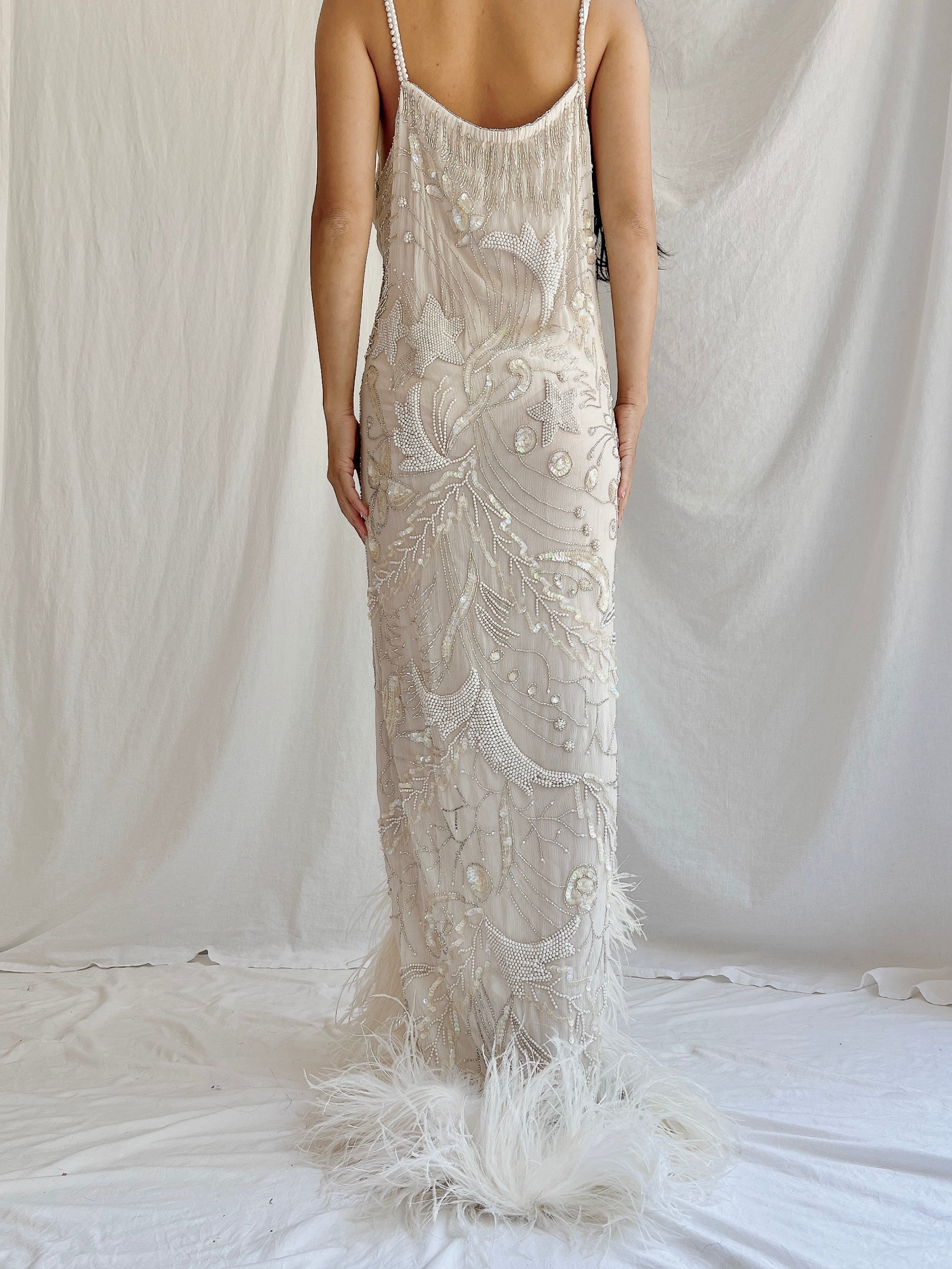 Vintage Silk Beaded Gown - M