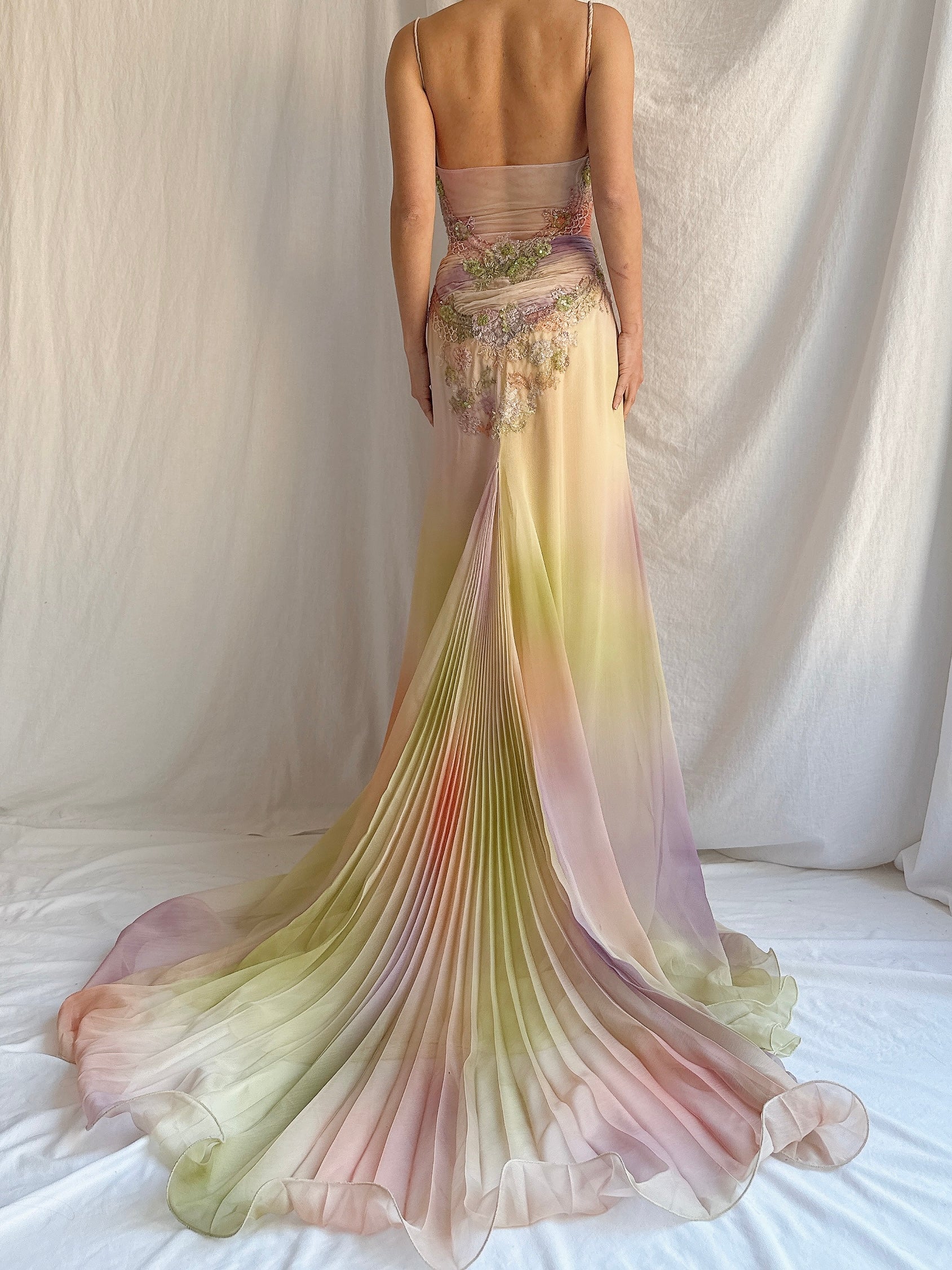 Vintage Couture Handbeaded Ombre Gown - S/M