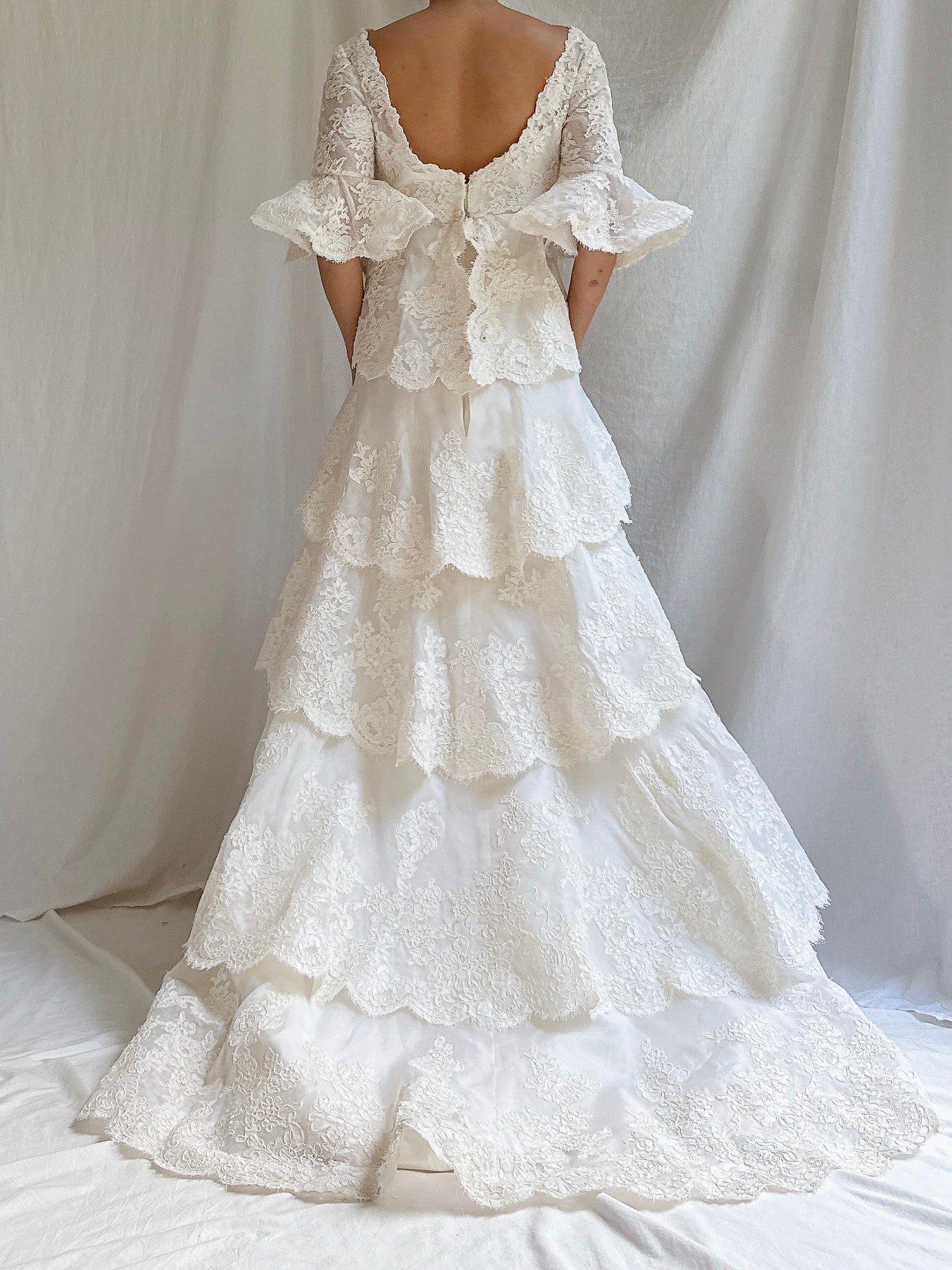 1960s Silk Organza & Lace Gown - M