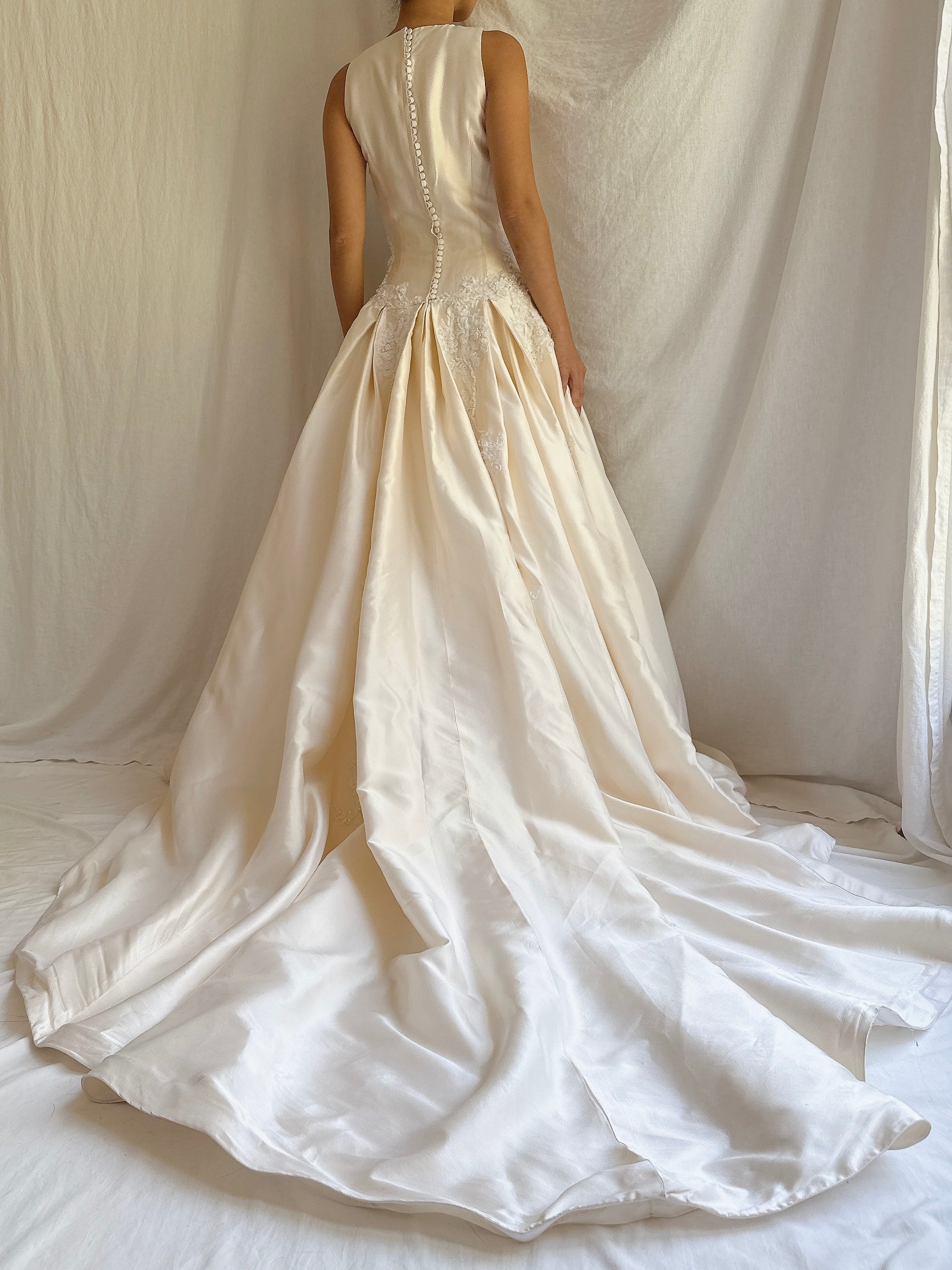 Vintage Silk and Lace Gown - M