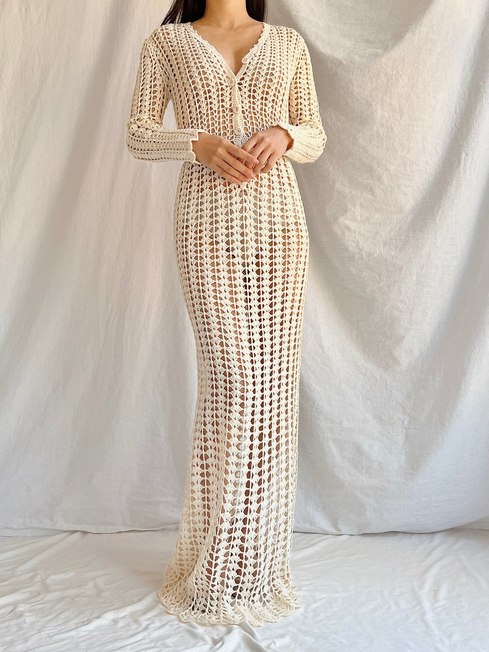long sleeve crochet dress pattern Melosa Mini | White | Womens stitch crochet knit construction with an all Helio White Crochet Long Sleeve