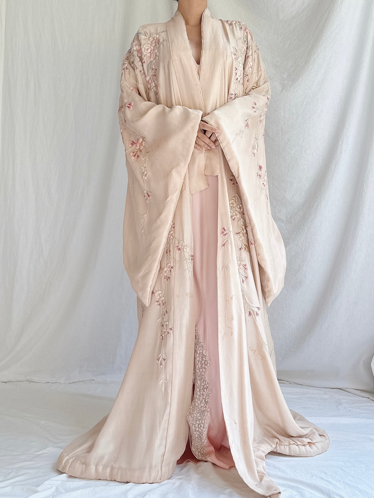 Antique Pink Cherry Blossom Kimono - OSFM