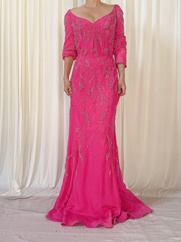 Vintage Steven Yearrick Pink Beaded Dress - L/12