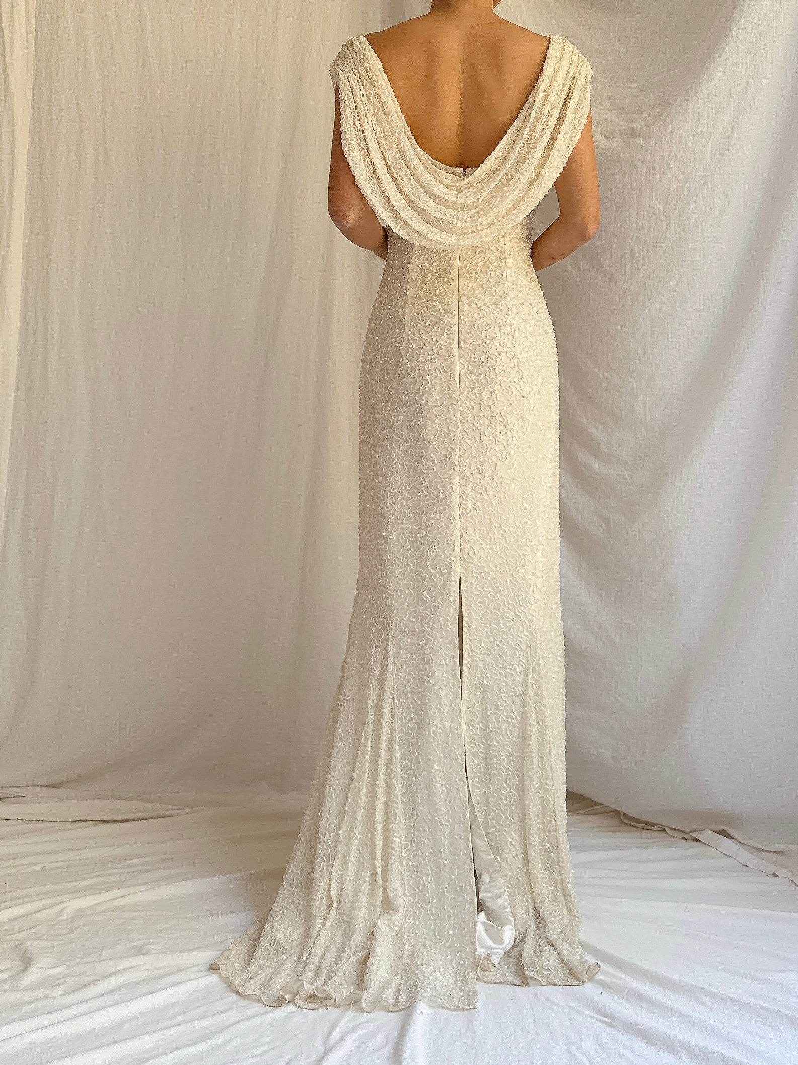 Vintage Silk Beaded Gown - S