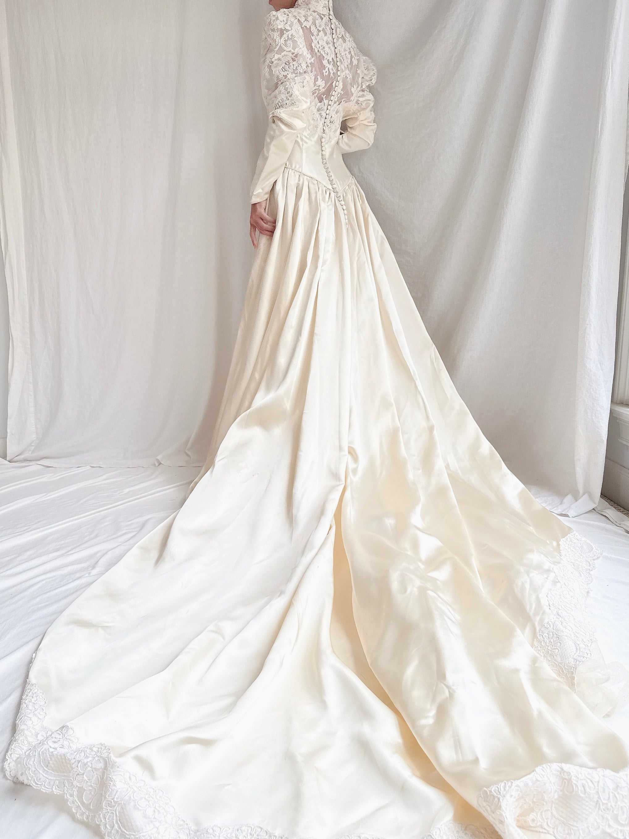 Vintage Satin Long Sleeve Dress - S