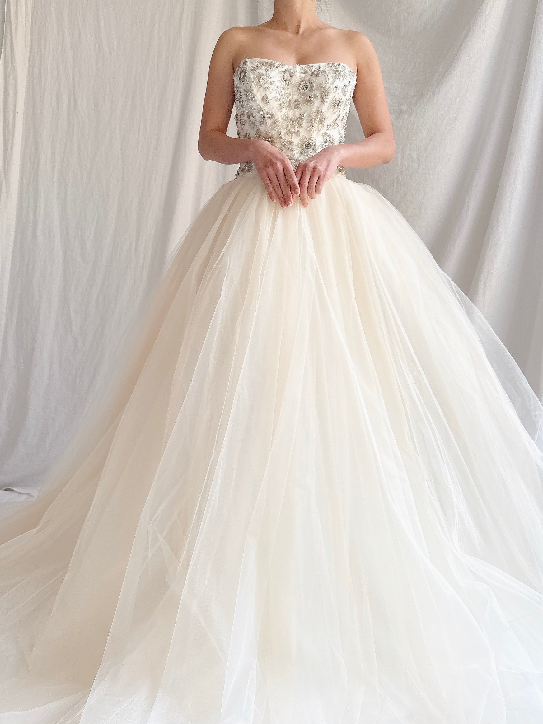 Vintage Strapless Tulle Gown - S