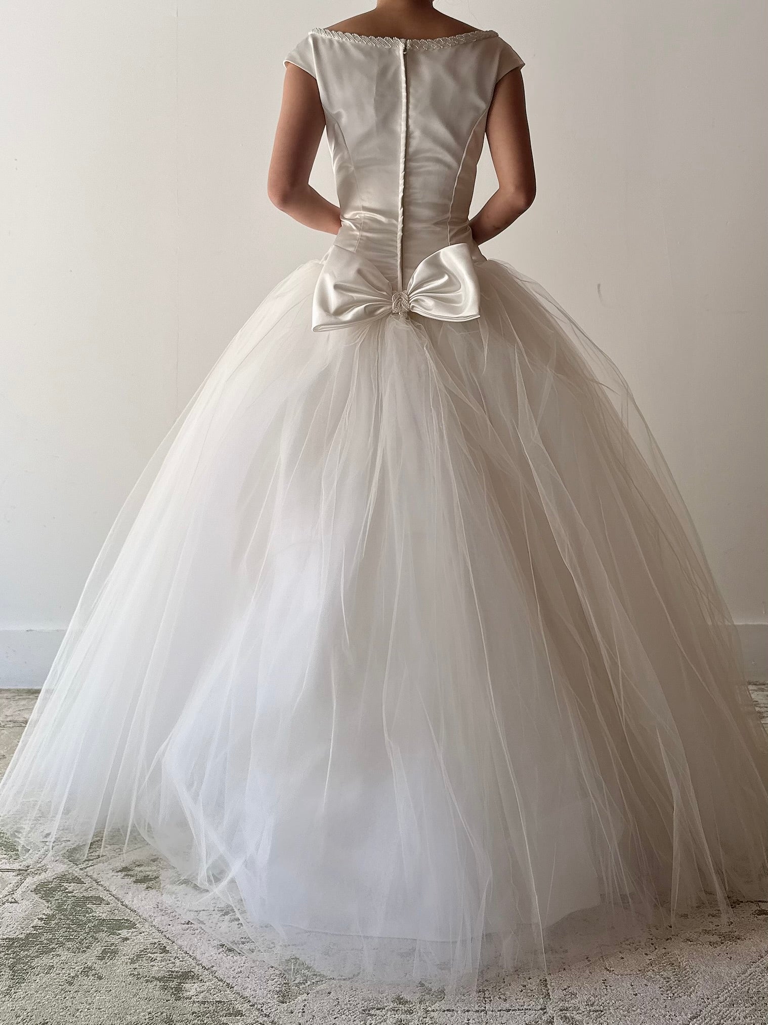 Vintage Satin Tulle Gown - M