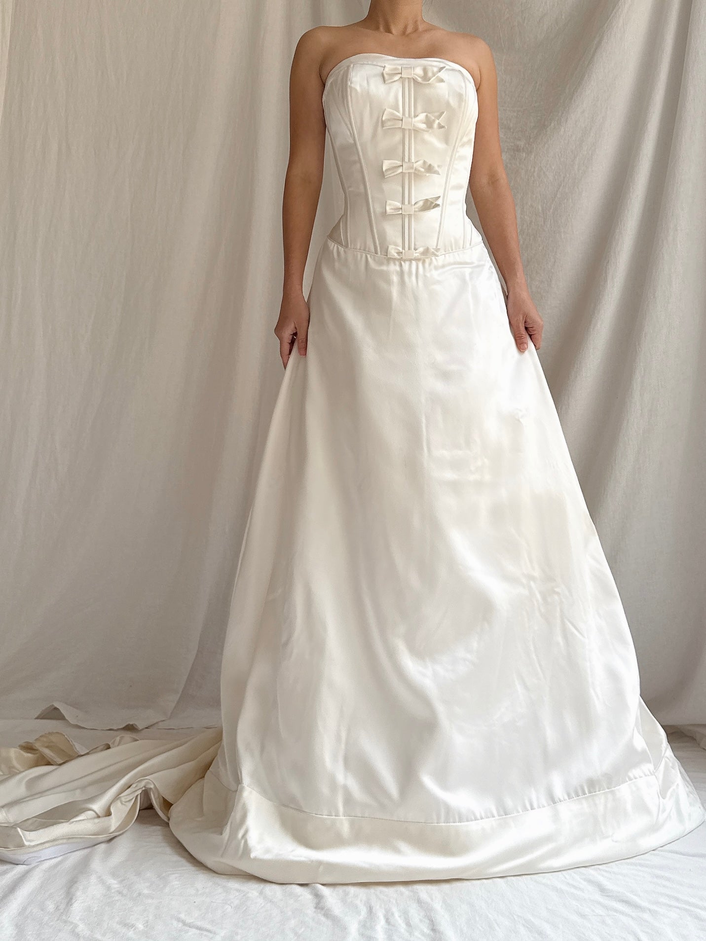 Vintage Randy Fenoli Silk and Satin Strapless Dress - M