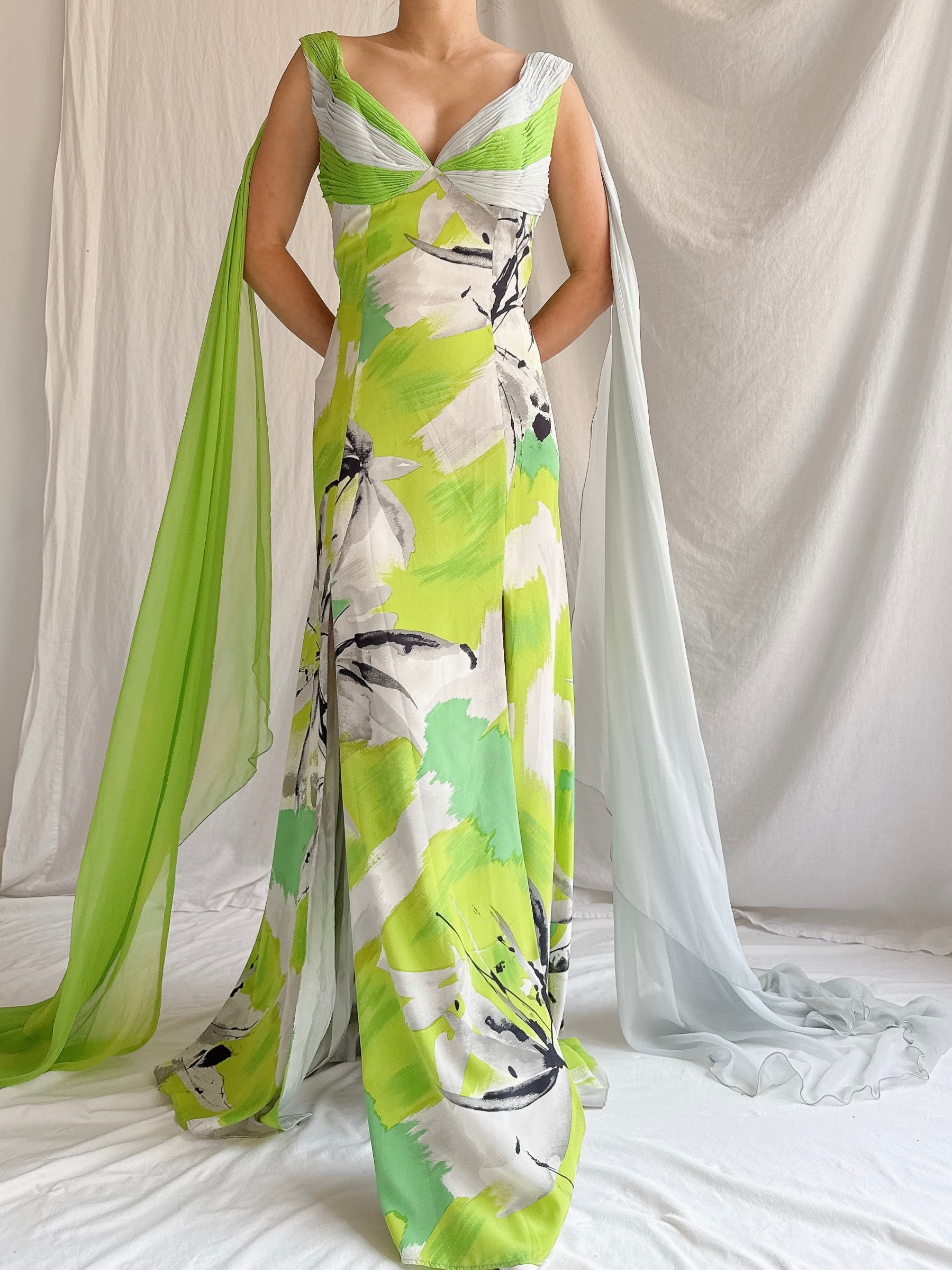 Vintage Thierry Huet Silk Abstract Gown - S