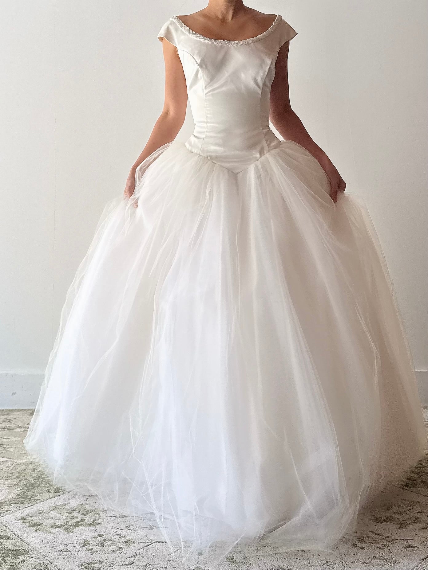 Vintage Satin Tulle Gown - M