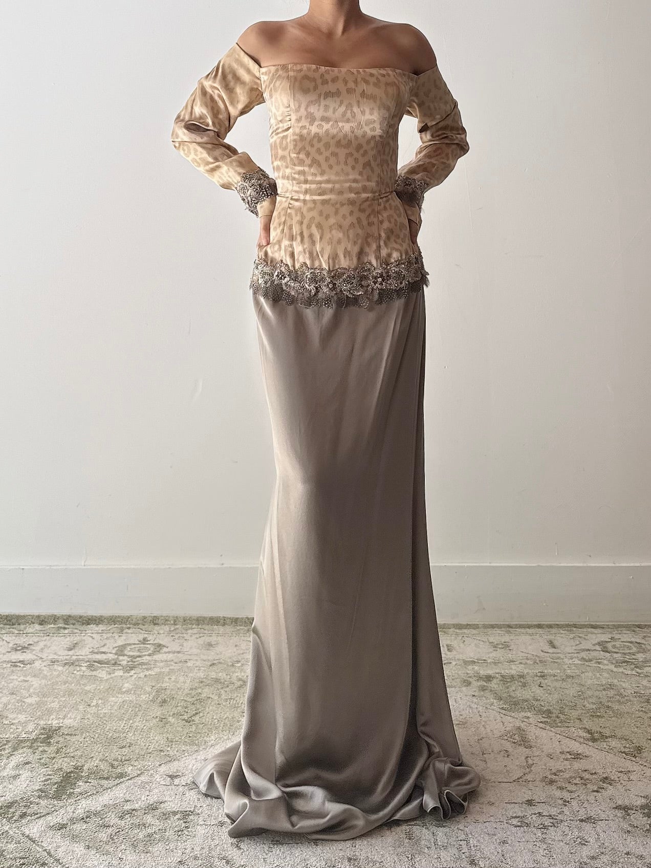 Vintage Steven Yerrick Silk Off the Shoulder Gown - Size 10