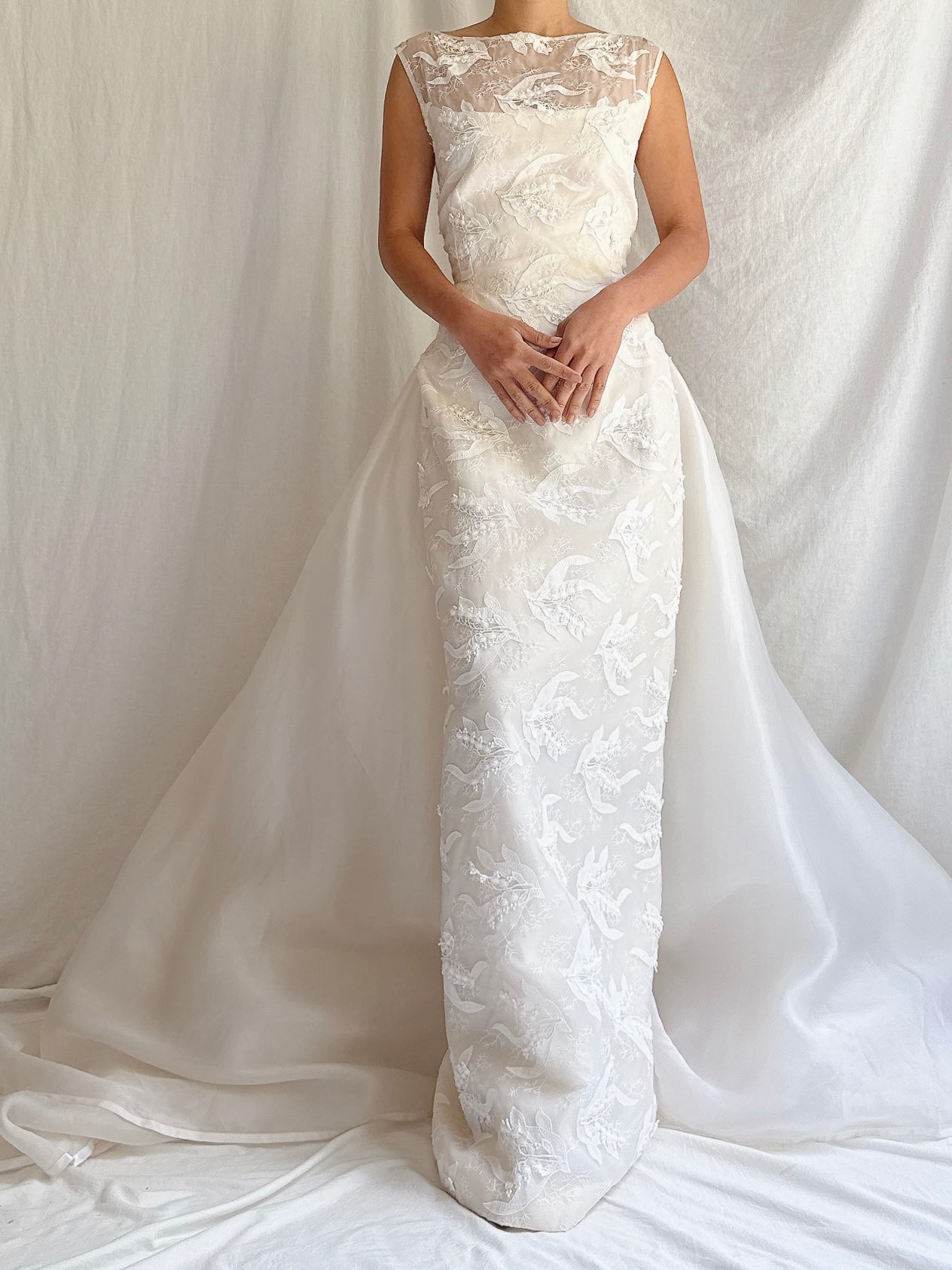 Vintage Silk Organza Lily-of-The Valley Gown - S