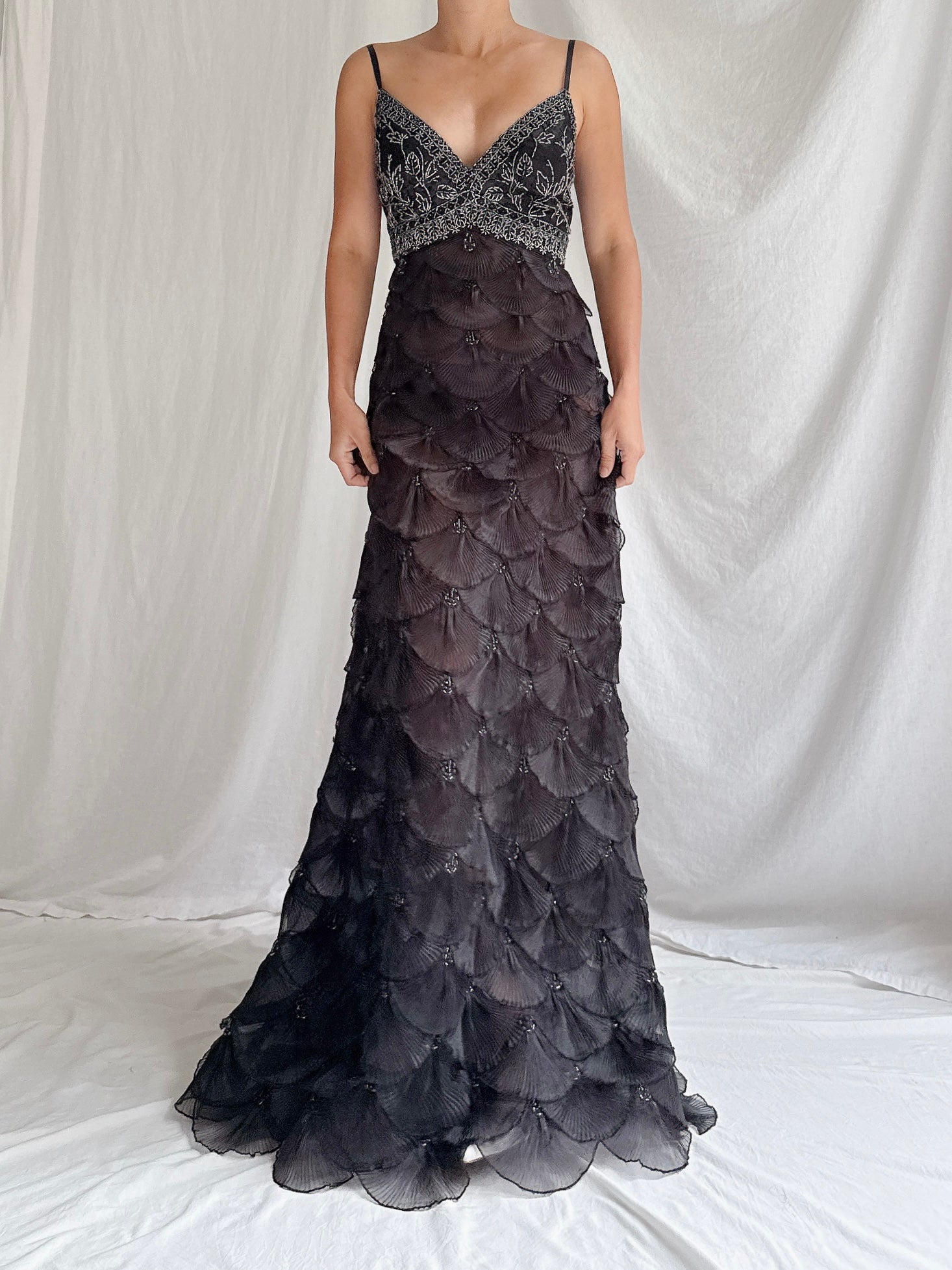 Vintage Scalloped Organza Dress - S