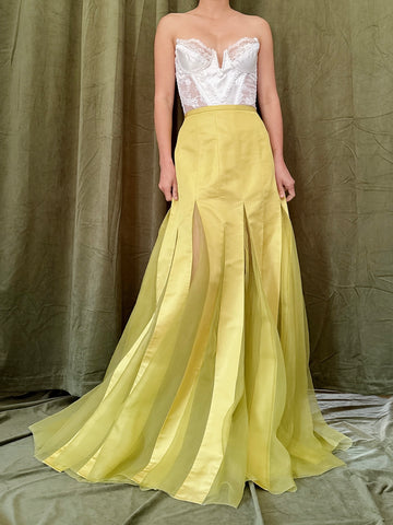 Vintage Chartreuse Cailan'D Silk Organza Skirt - M | G O S S A M E R