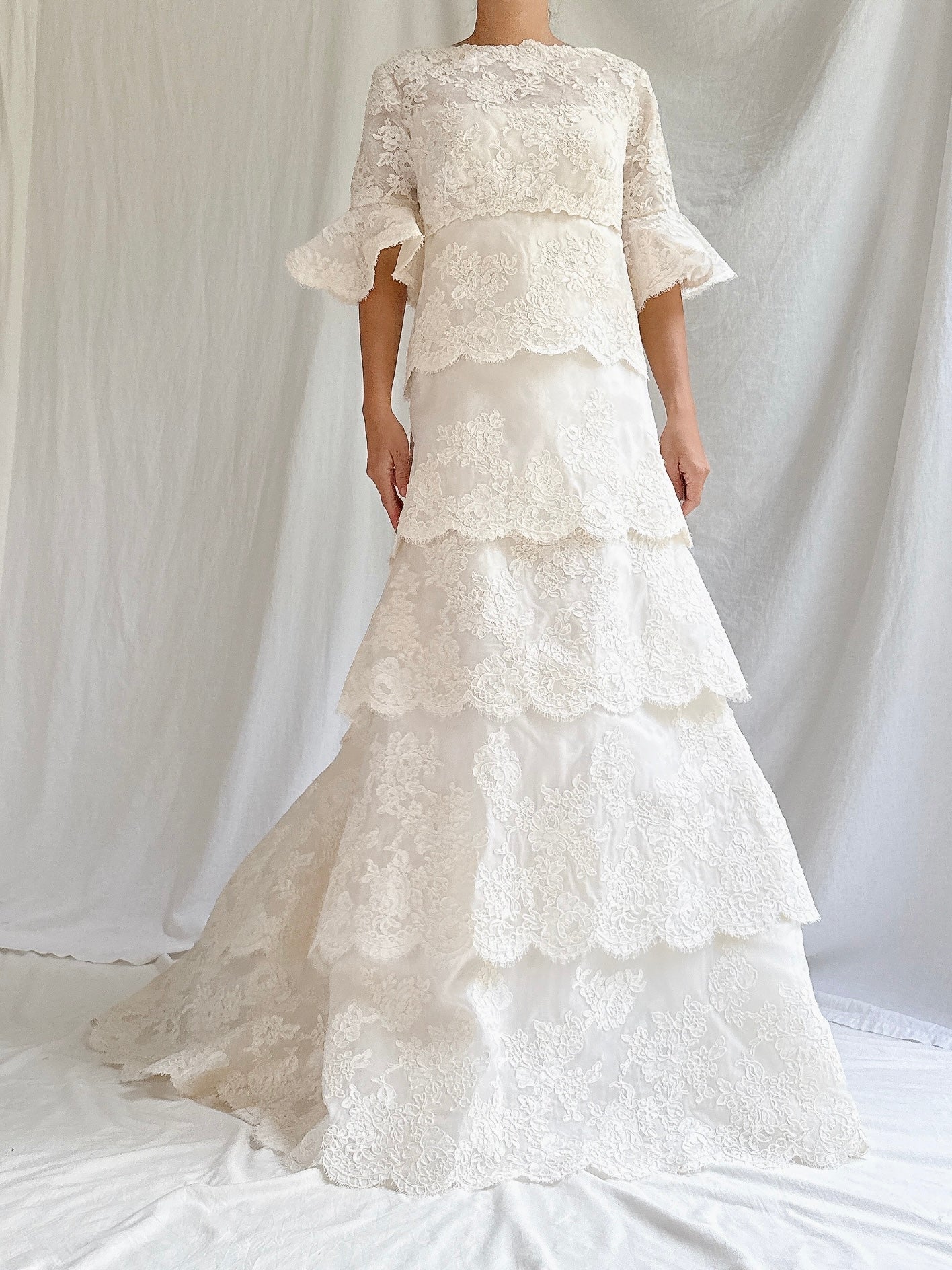 1960s Silk Organza & Lace Gown - M