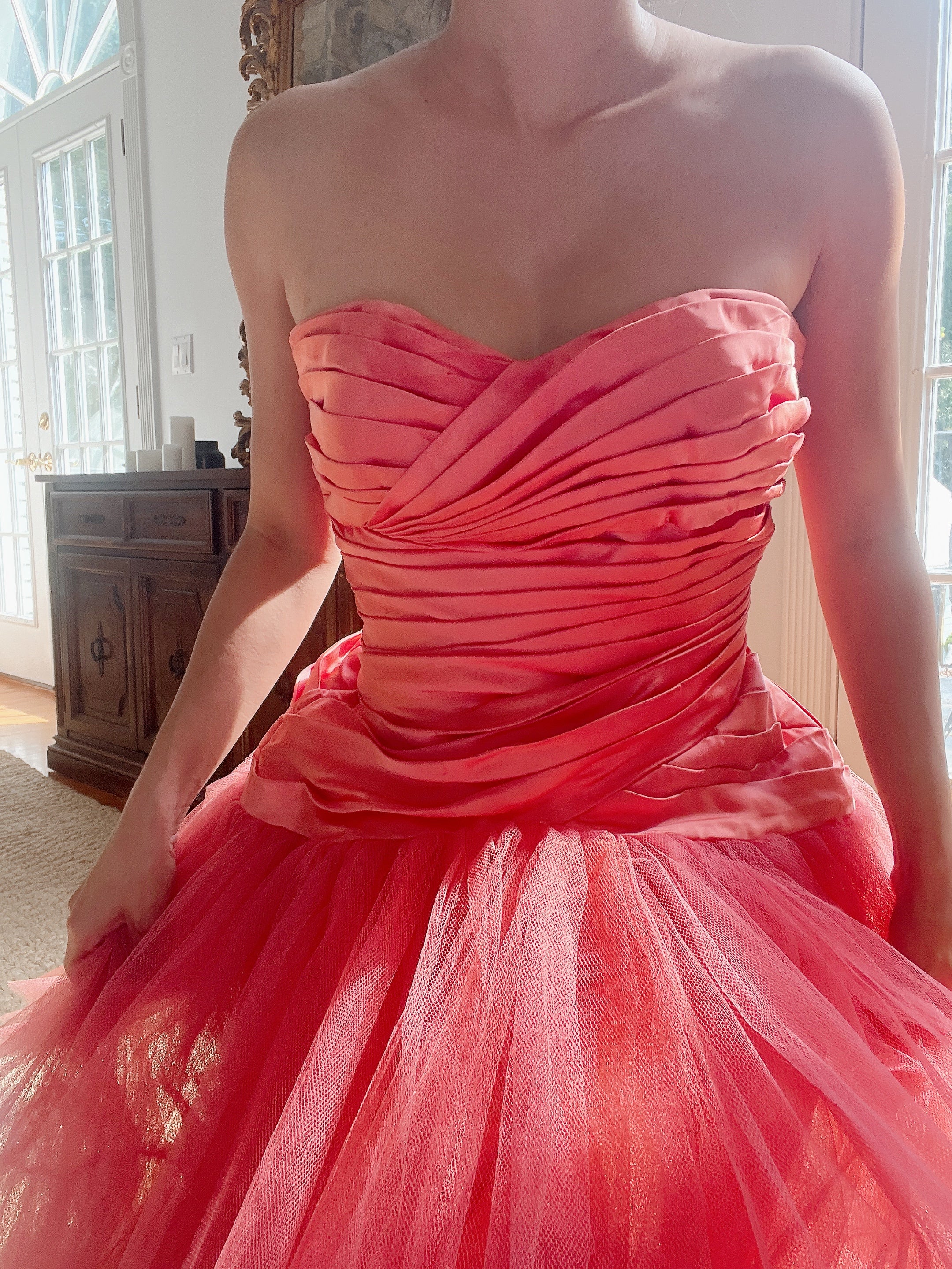 1950s Coral Tulle Dress - M