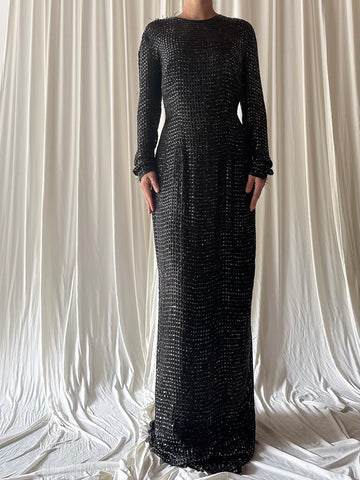 Vintage Steven Yearrick Black Silk Beaded Gown - M/6