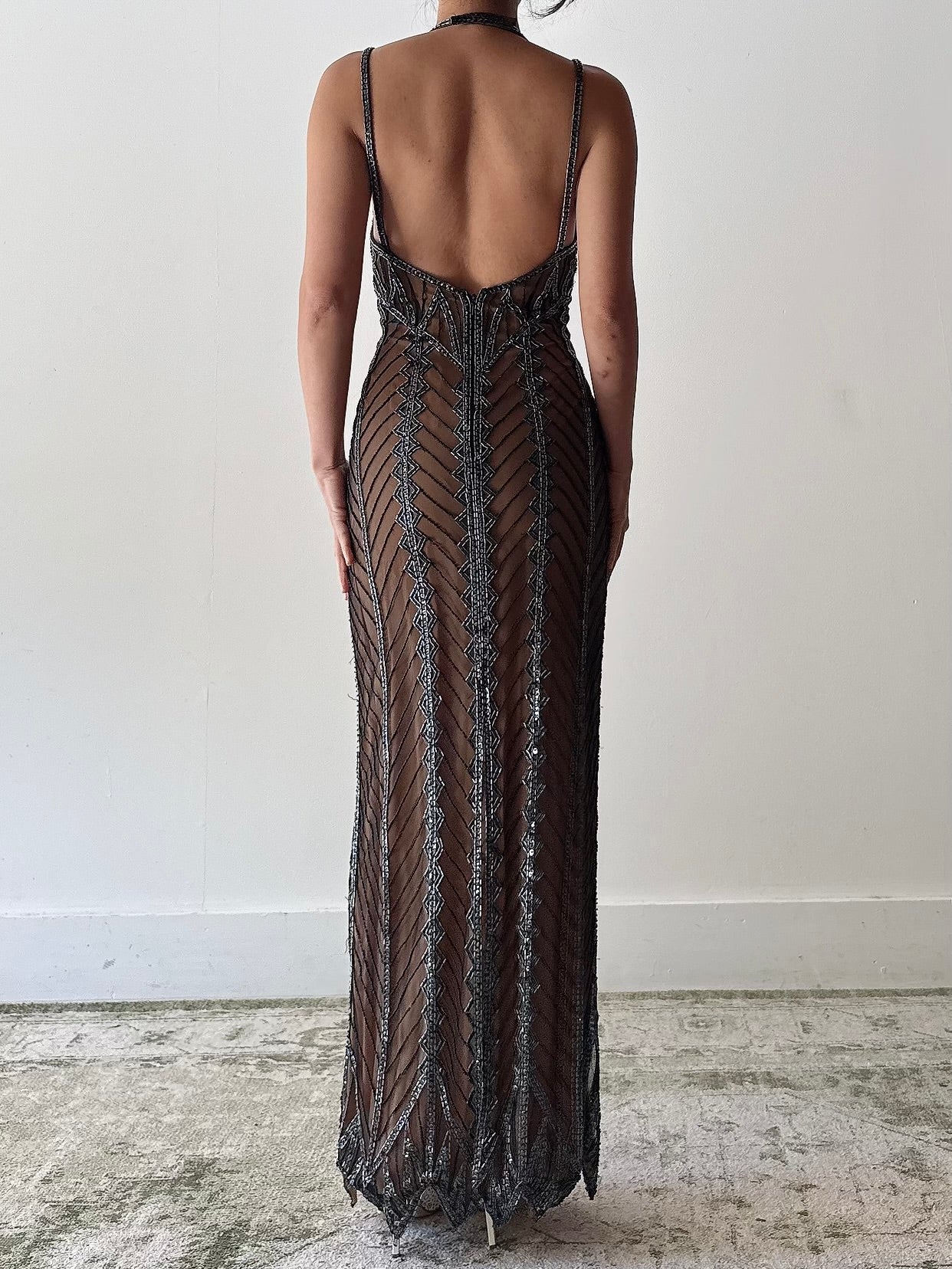 Vintage Beaded Dress - S