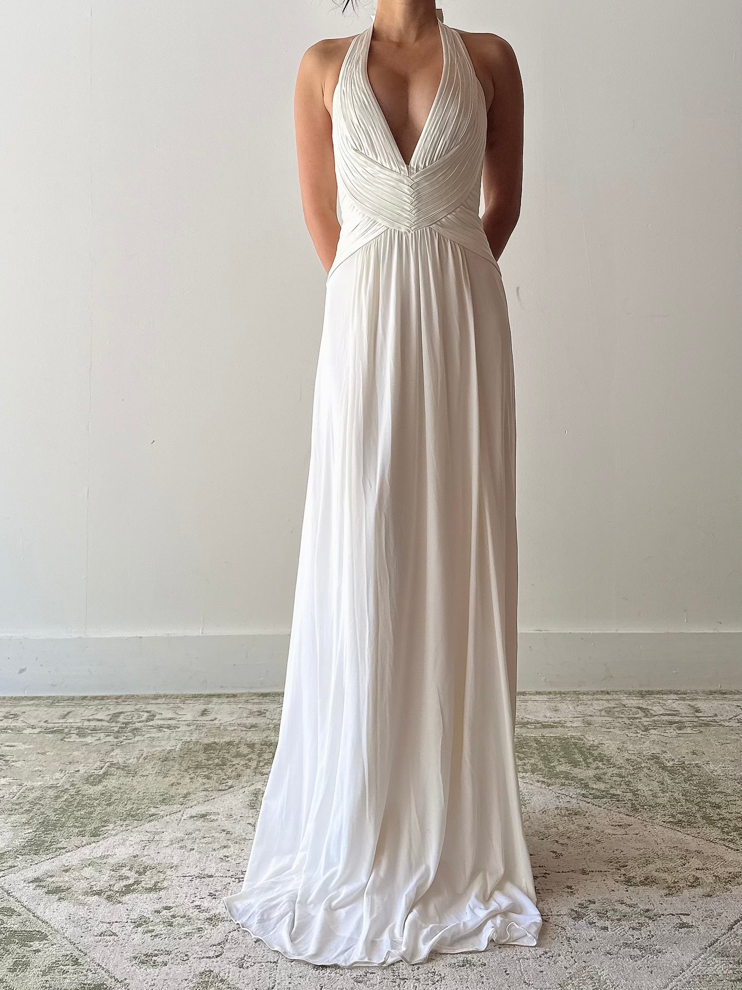 Vintage White Jersey Dress - S/M
