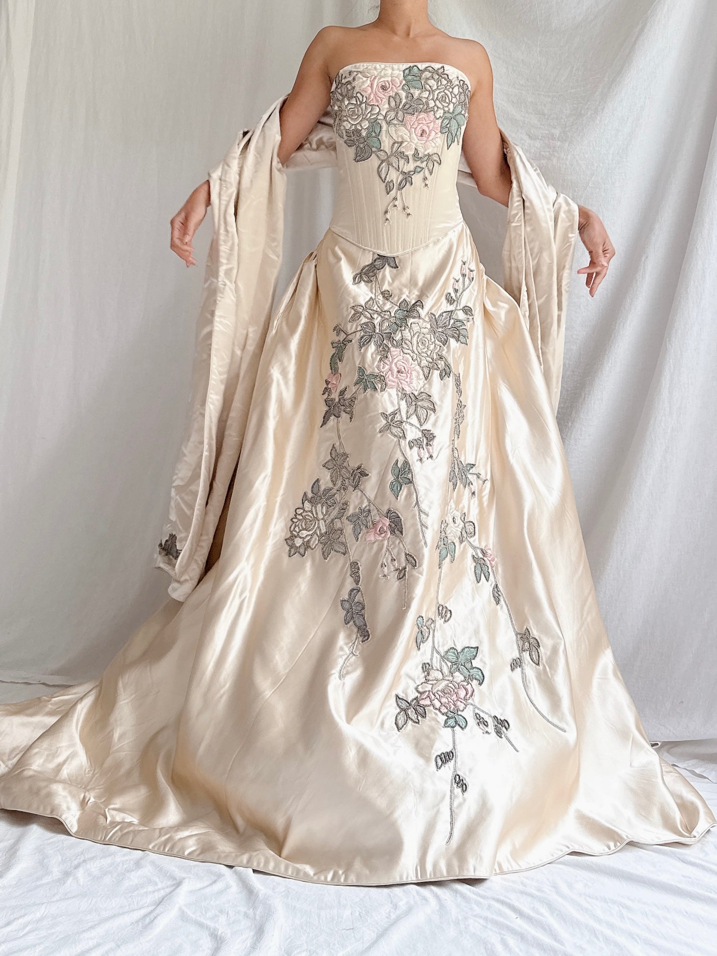 RESERVED 1990s Eavis & Brown Couture Silk Embroidered 3-Piece Set - M/L UK 14