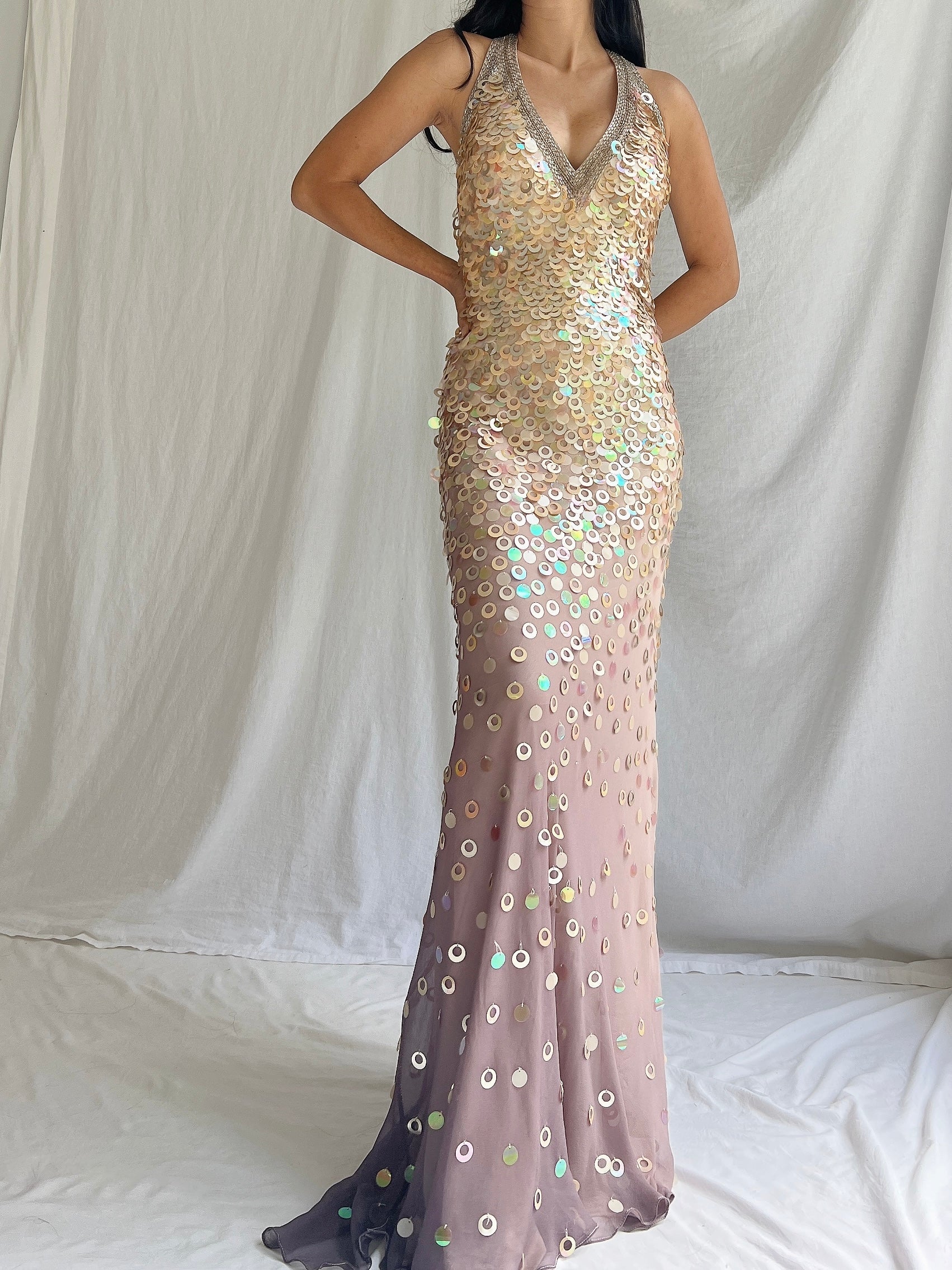 Vintage Ombre Sequins Gown - S/M