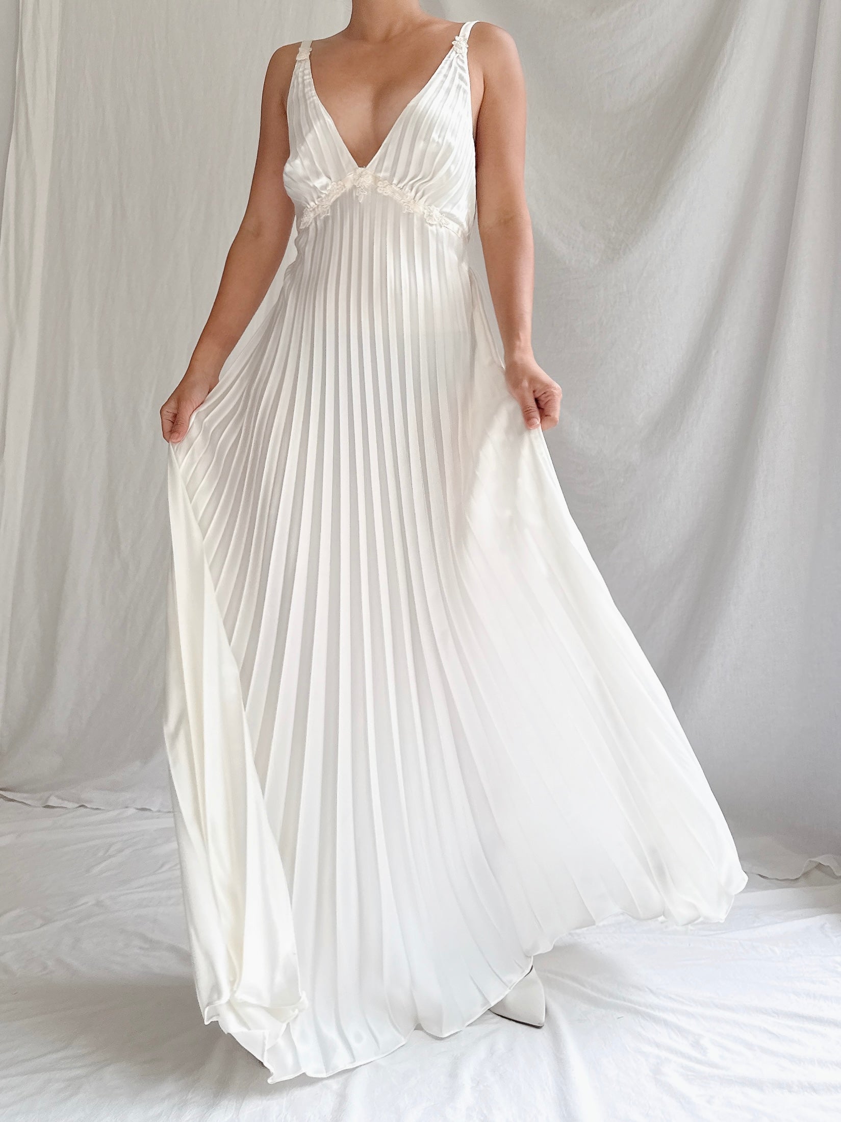 Vintage Pleated Slip Dress - S-M