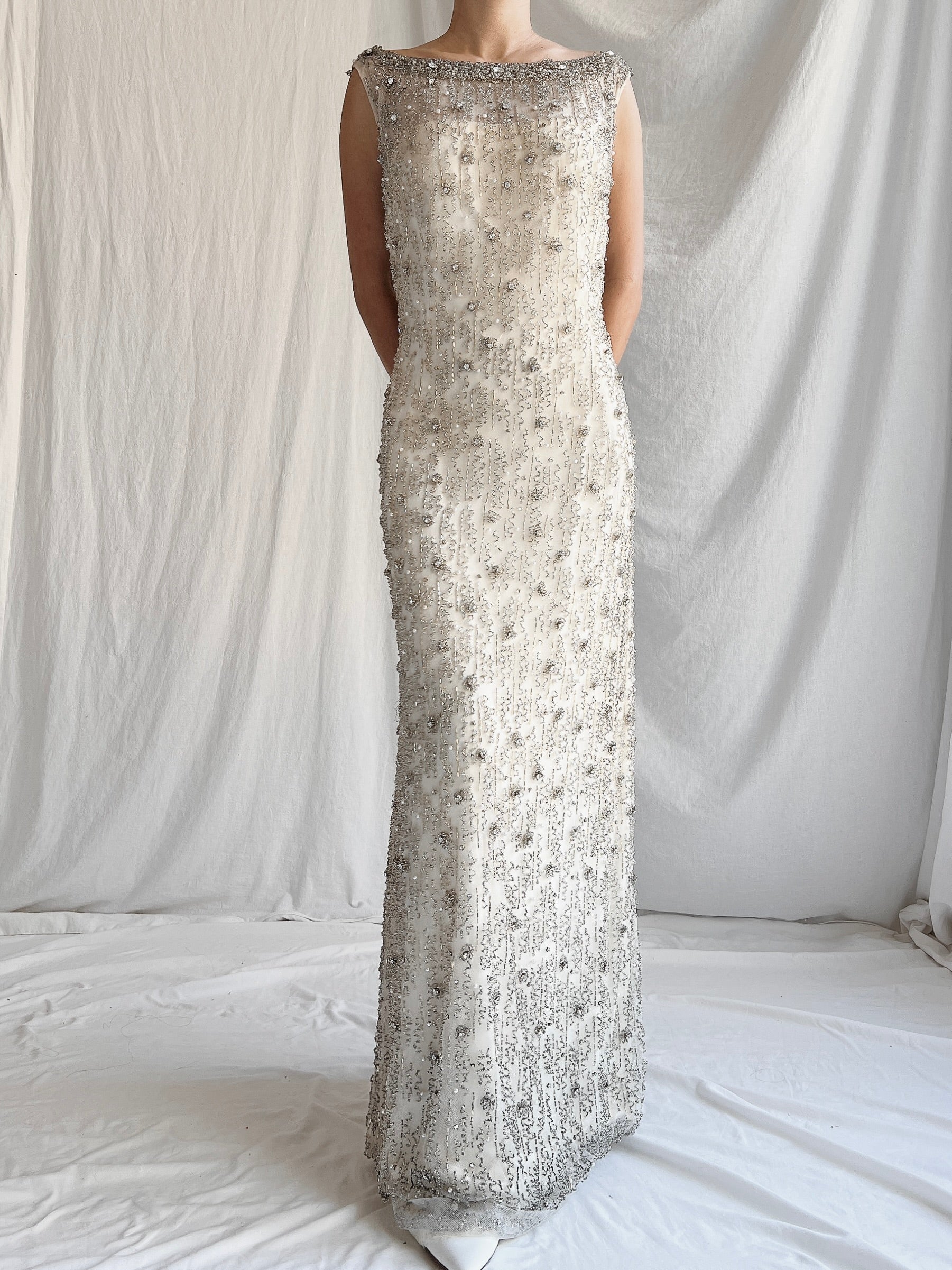 1960s Tulle Beaded Gown - M