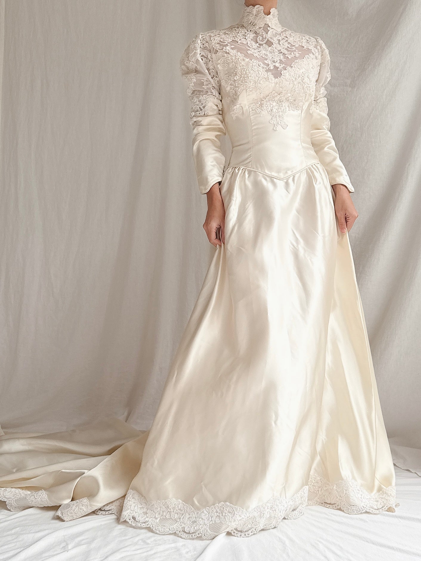 Vintage Satin Long Sleeve Dress - S