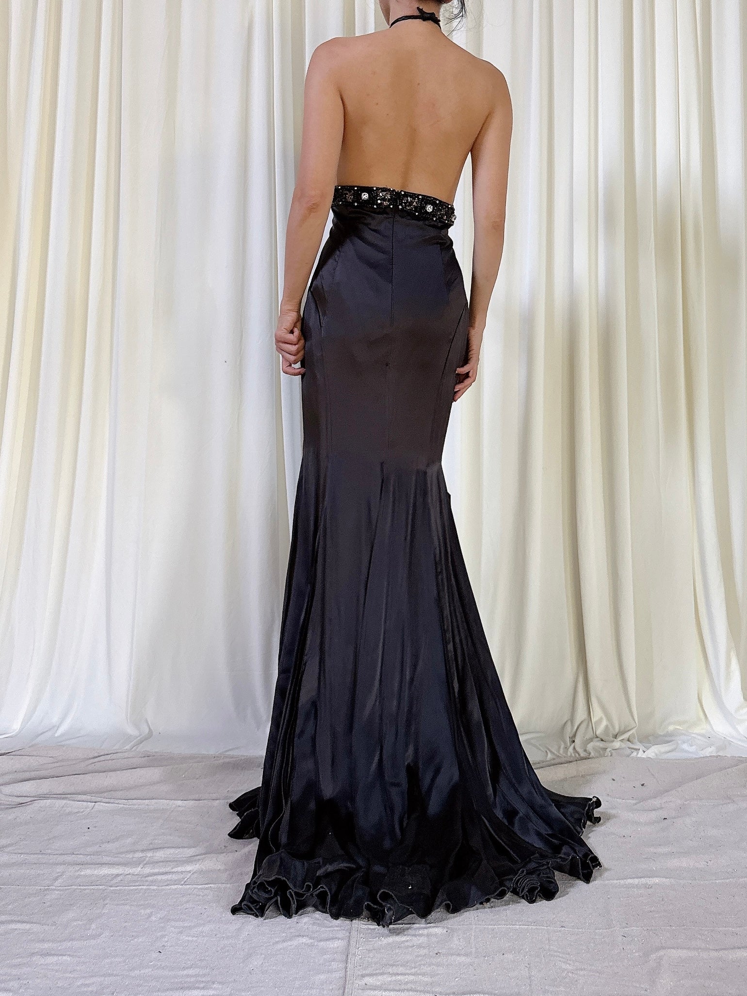 Vintage Black Halter Dress - L/10