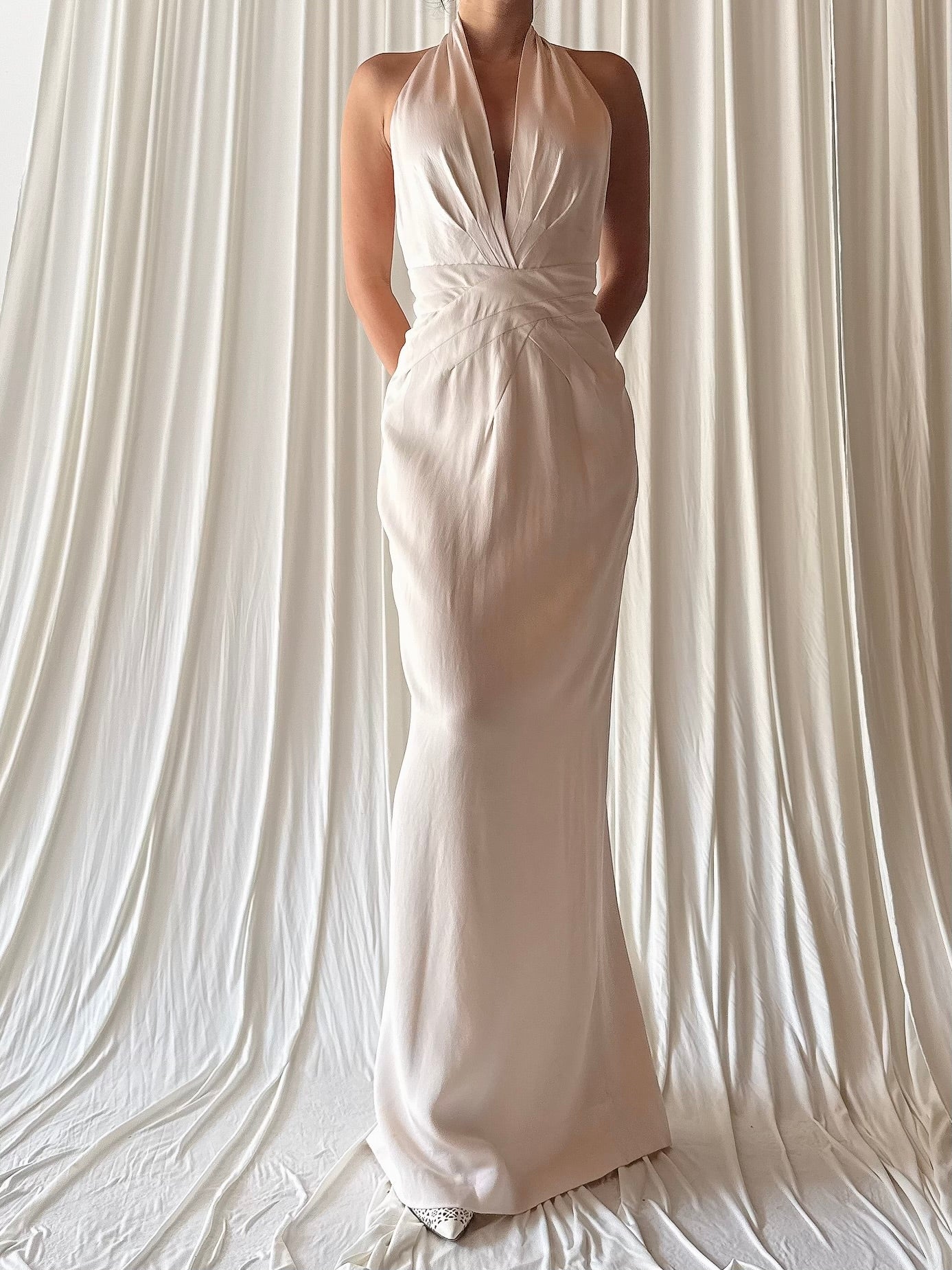 Vintage Richard Tyler Silk Halter Gown - S/6
