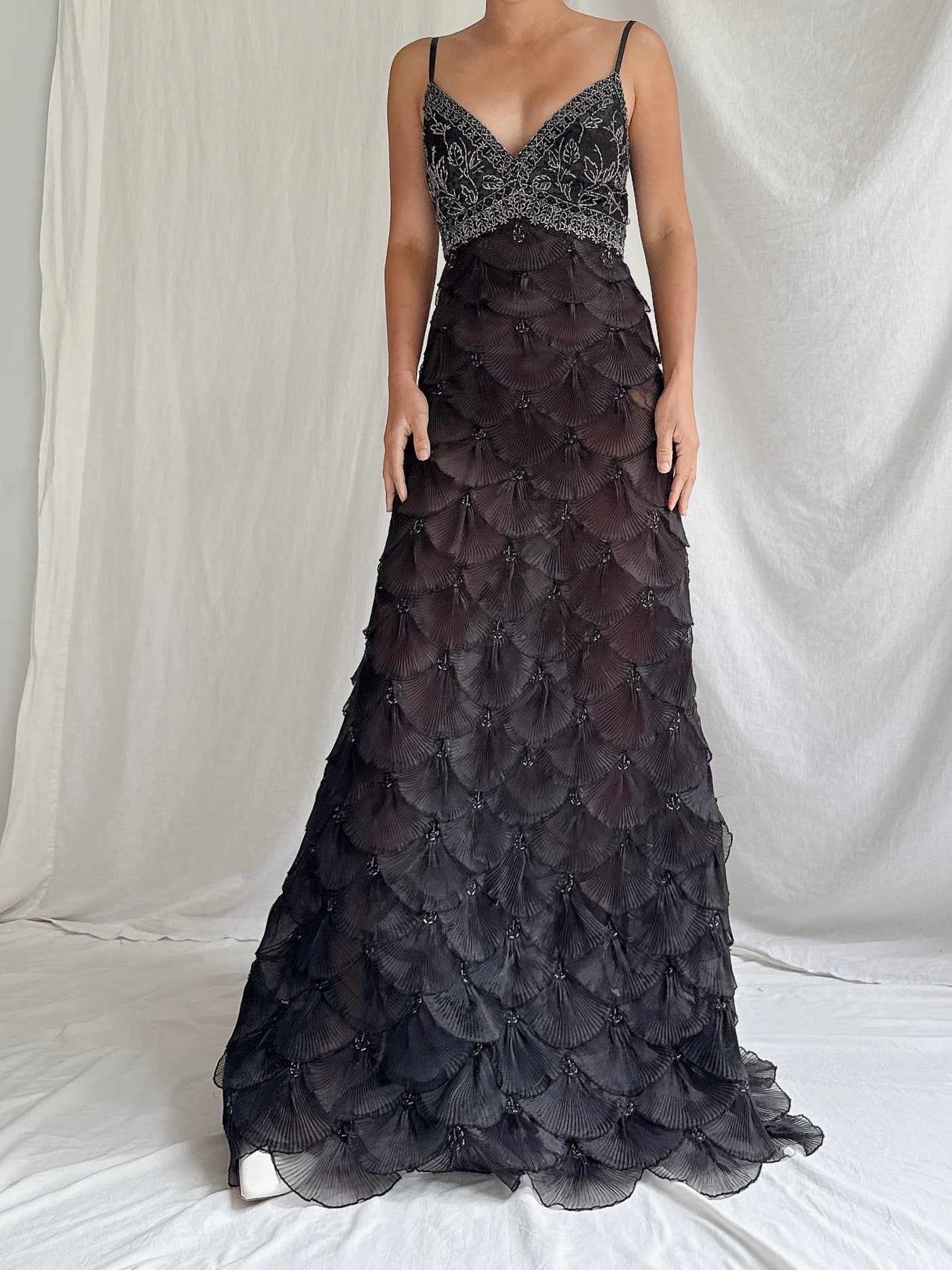 Vintage Scalloped Organza Dress - S