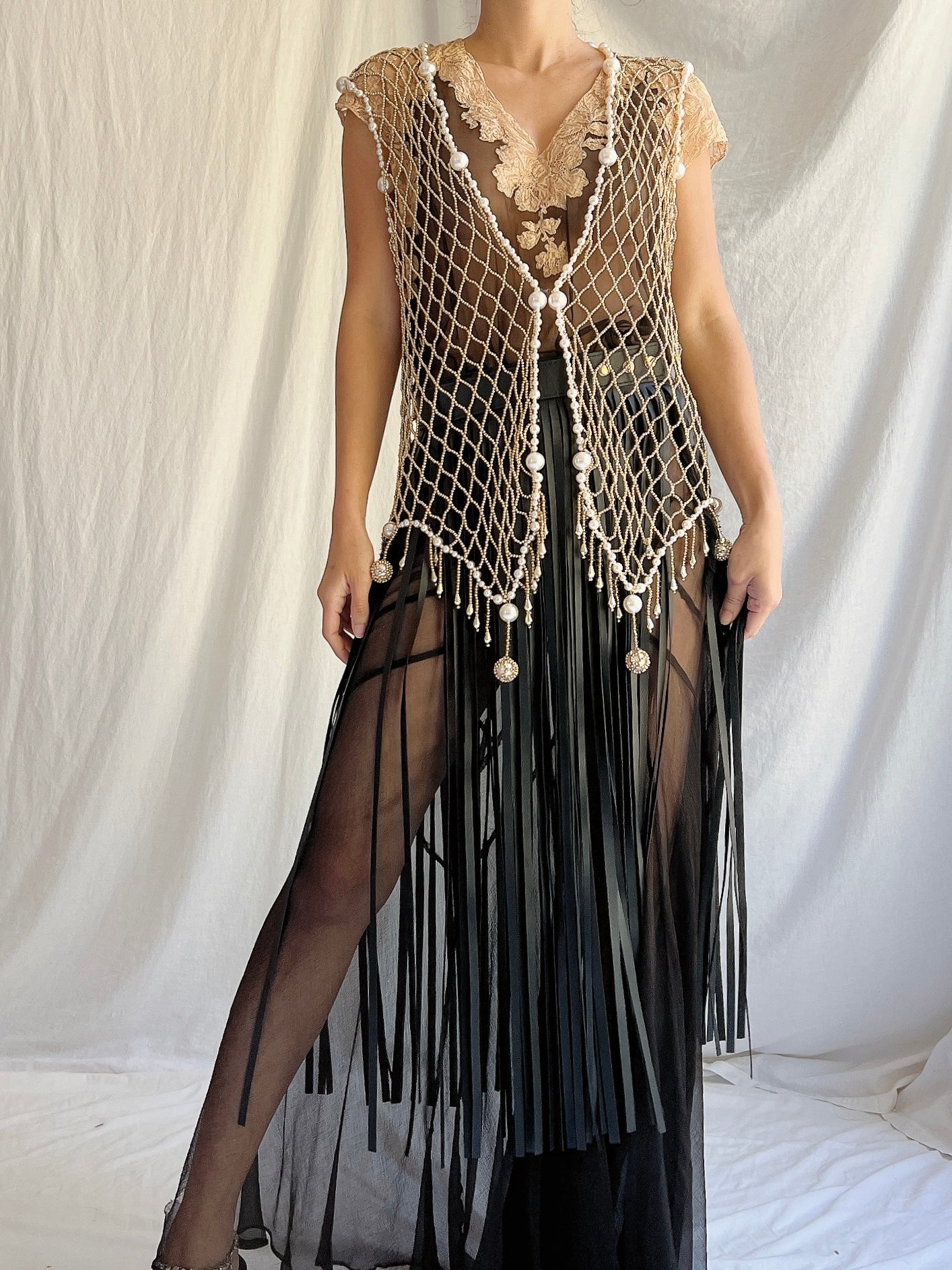 Vintage Pearl Beaded Vest - M/L