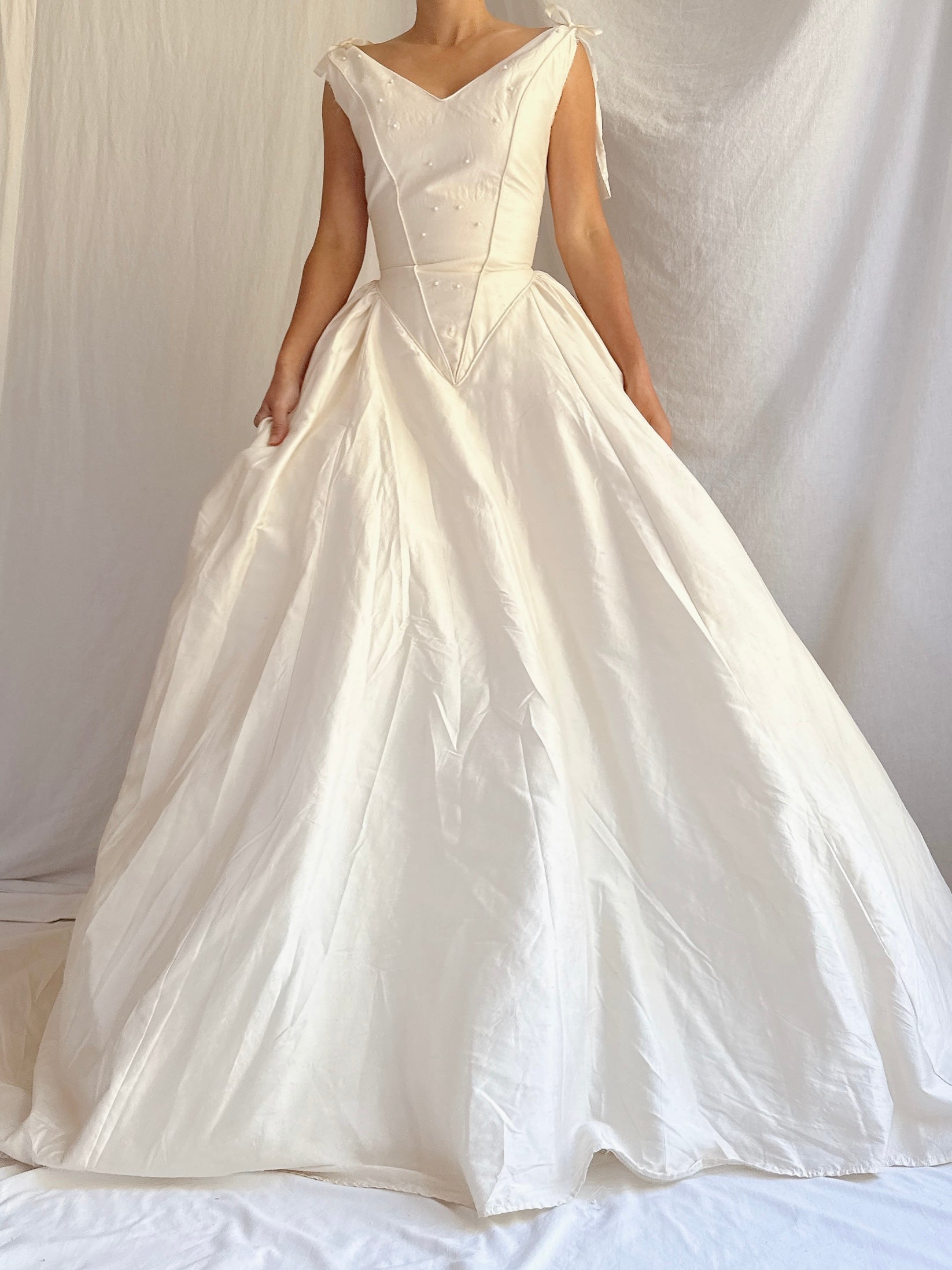 Vintage Fiorella Silk Basque Waist Gown - M