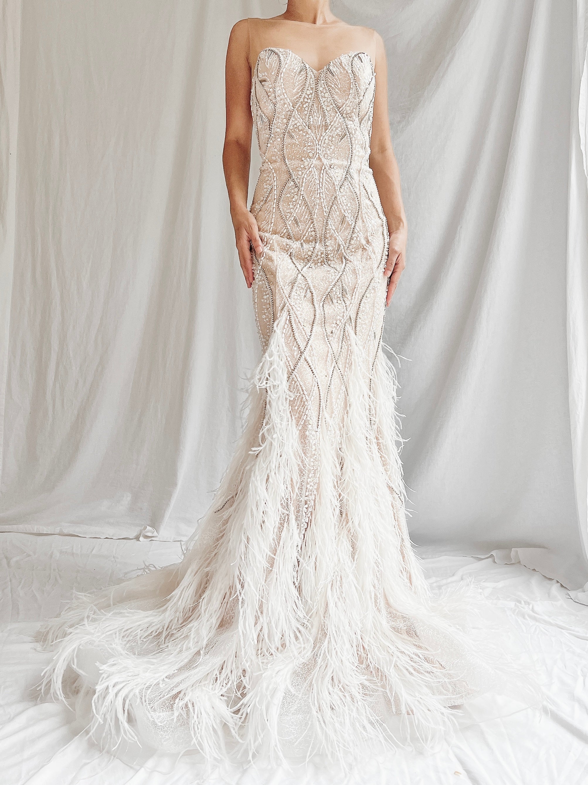 00 Beaded Feather Gown - S/6