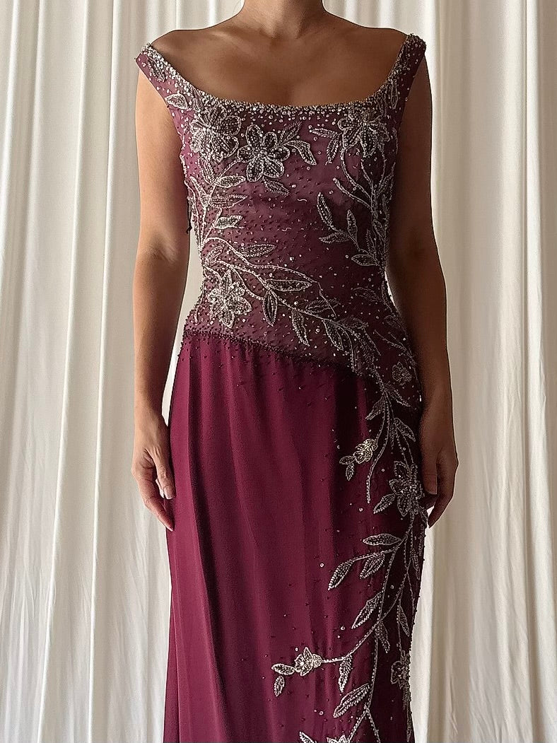 Vintage Steven Yerrick Burgandy Gown - US 6