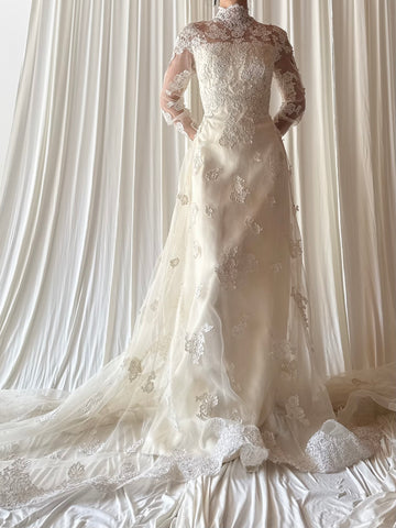 1960s Tricot Lace Dress - XS