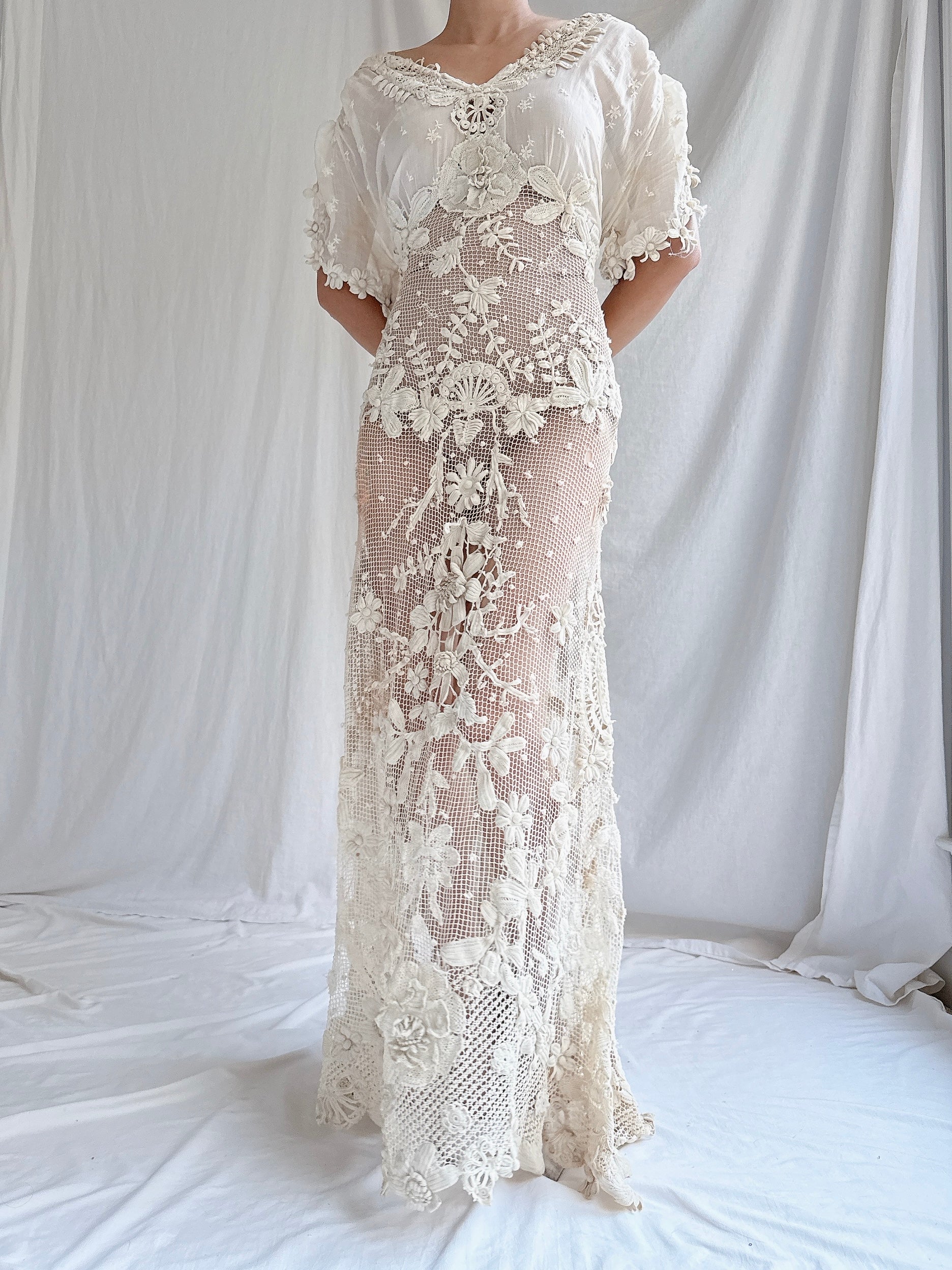Antique Irish Lace Gown - S