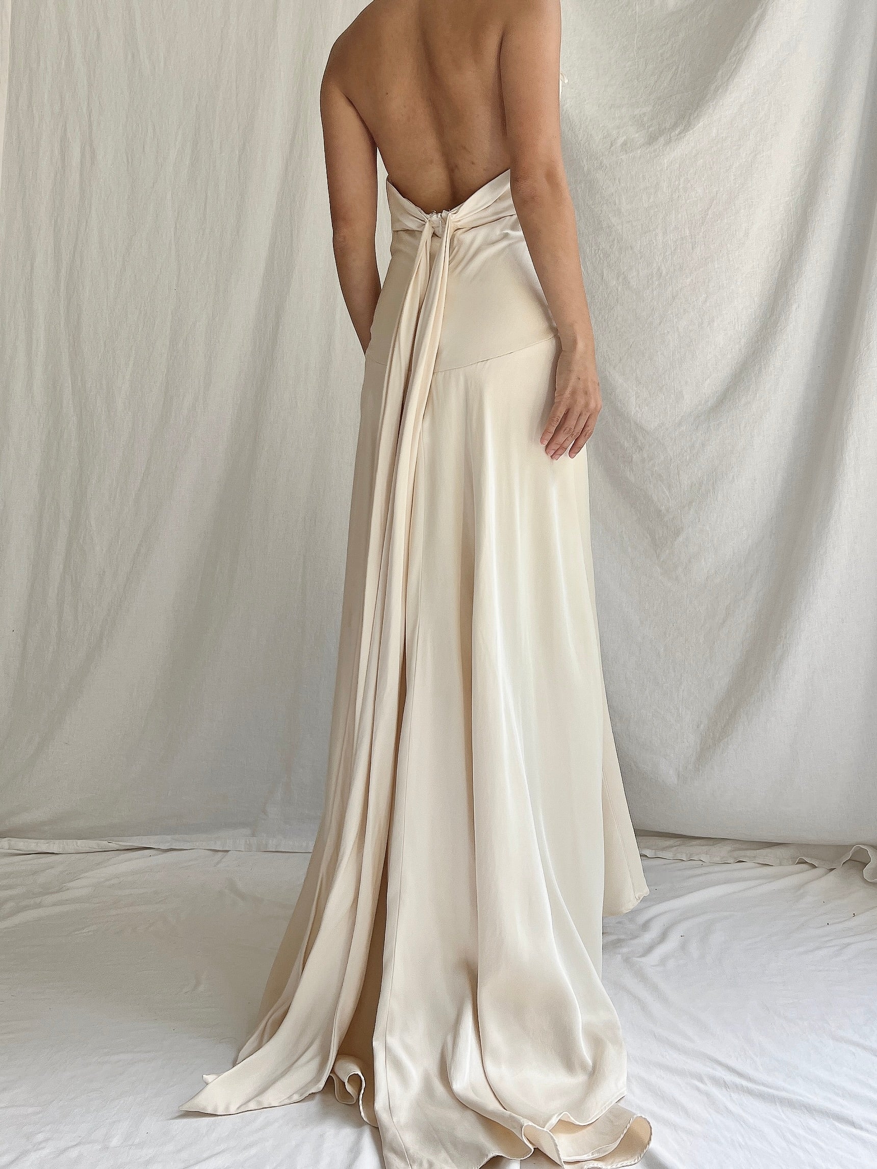 Vintage Double Layered Ivory Silk Gown - XS/2