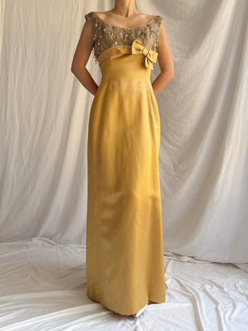 1960s Mustard Silk Gown - XS