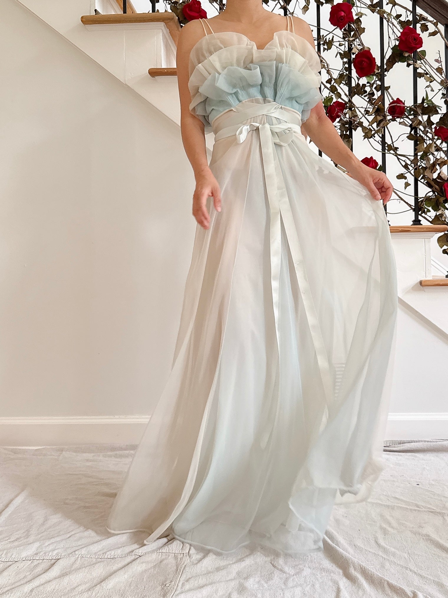 1950s Tricot Ruffled Slip - S