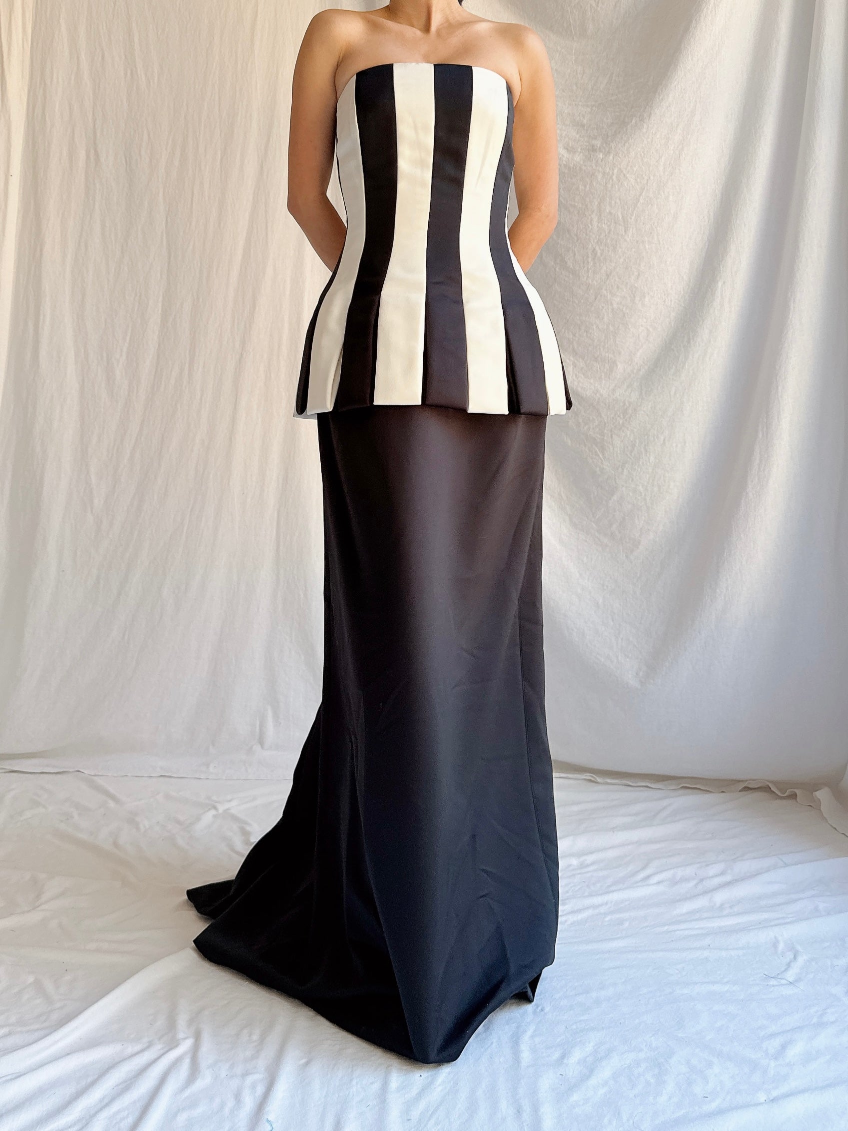 Vintage Victor Costa Striped Gown - M