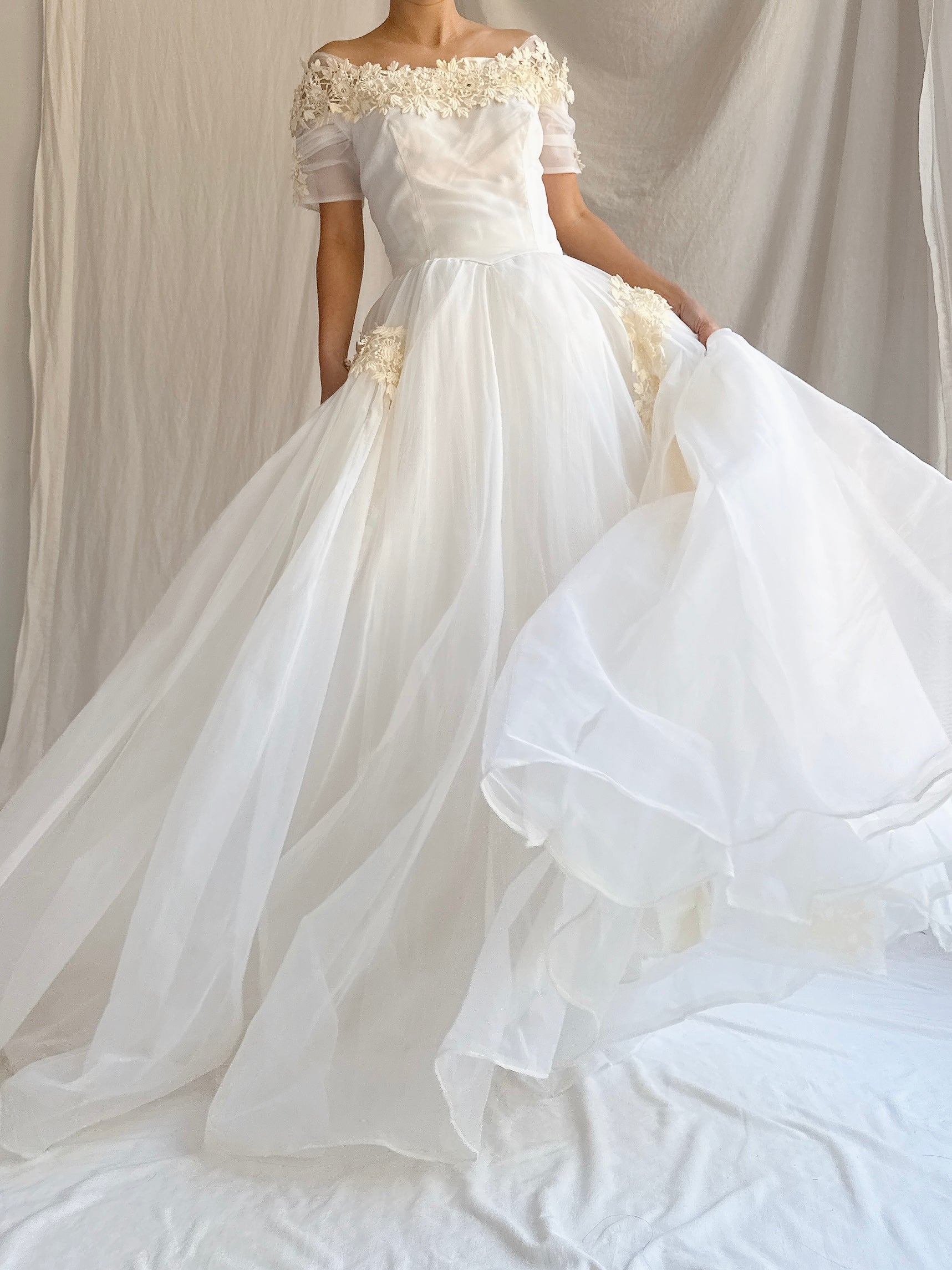 1950s Voile Chiffon Gown - XS