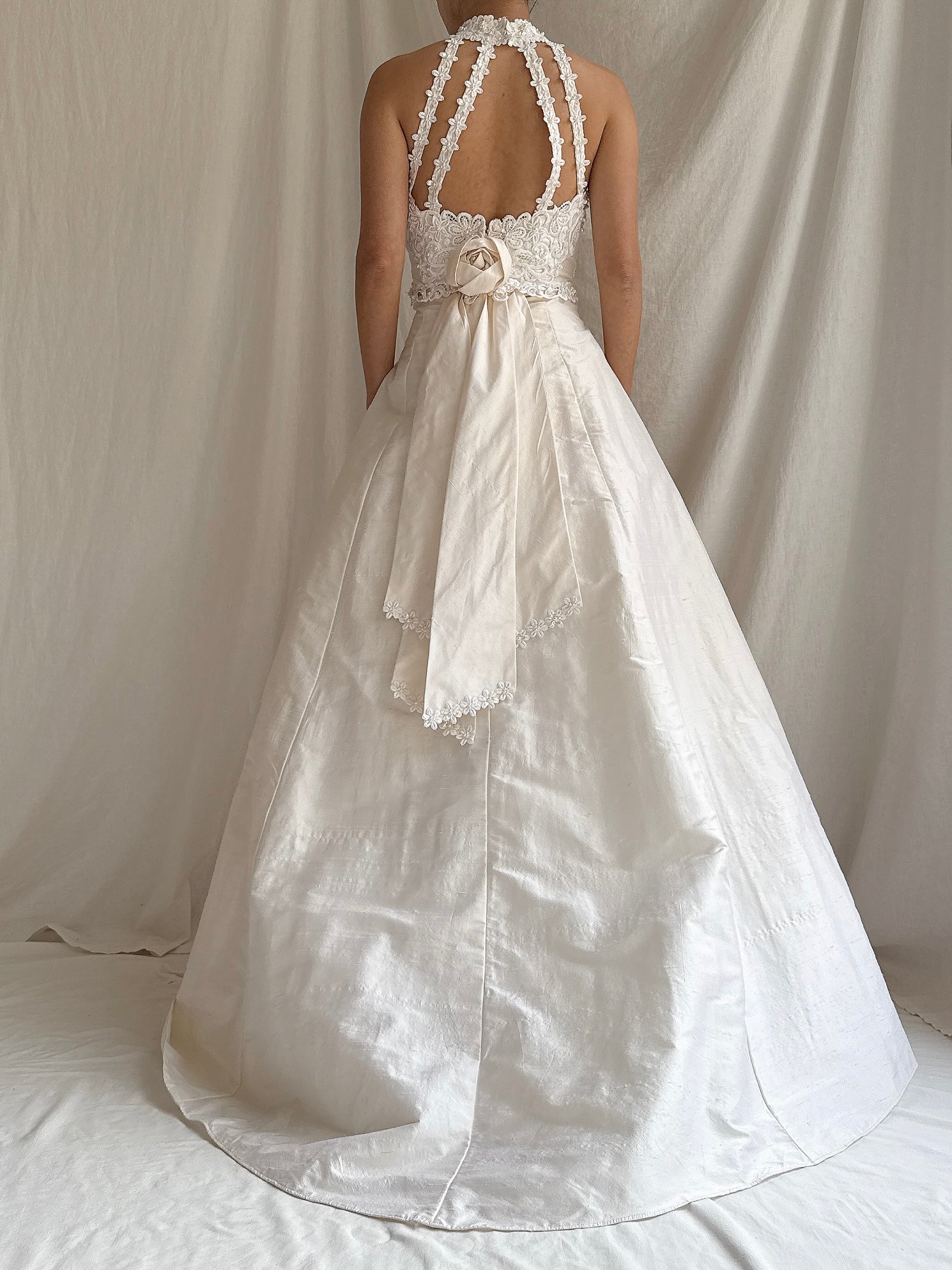 Vintage Halter Silk Strapless Dress - S