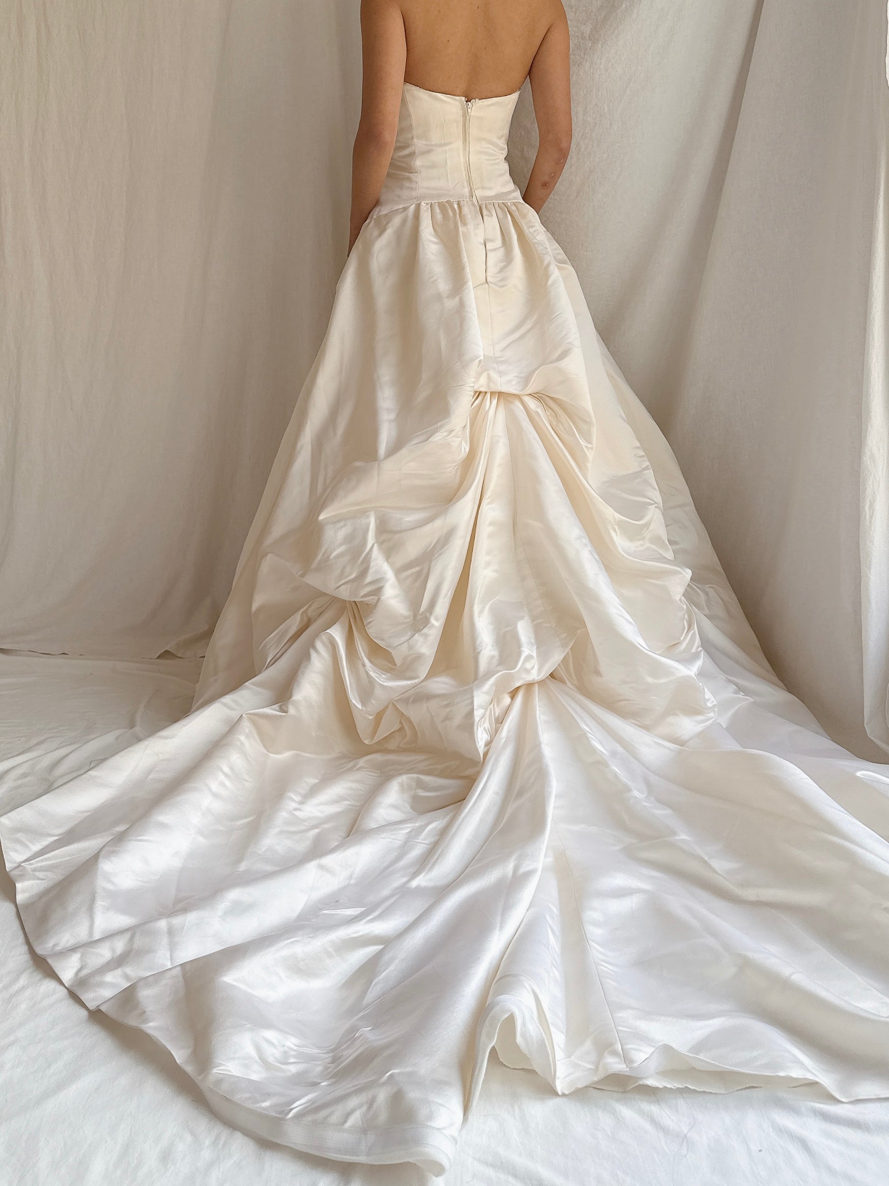 Vintage Monique Llhuilier Silk Strapless Gown - M/L 10