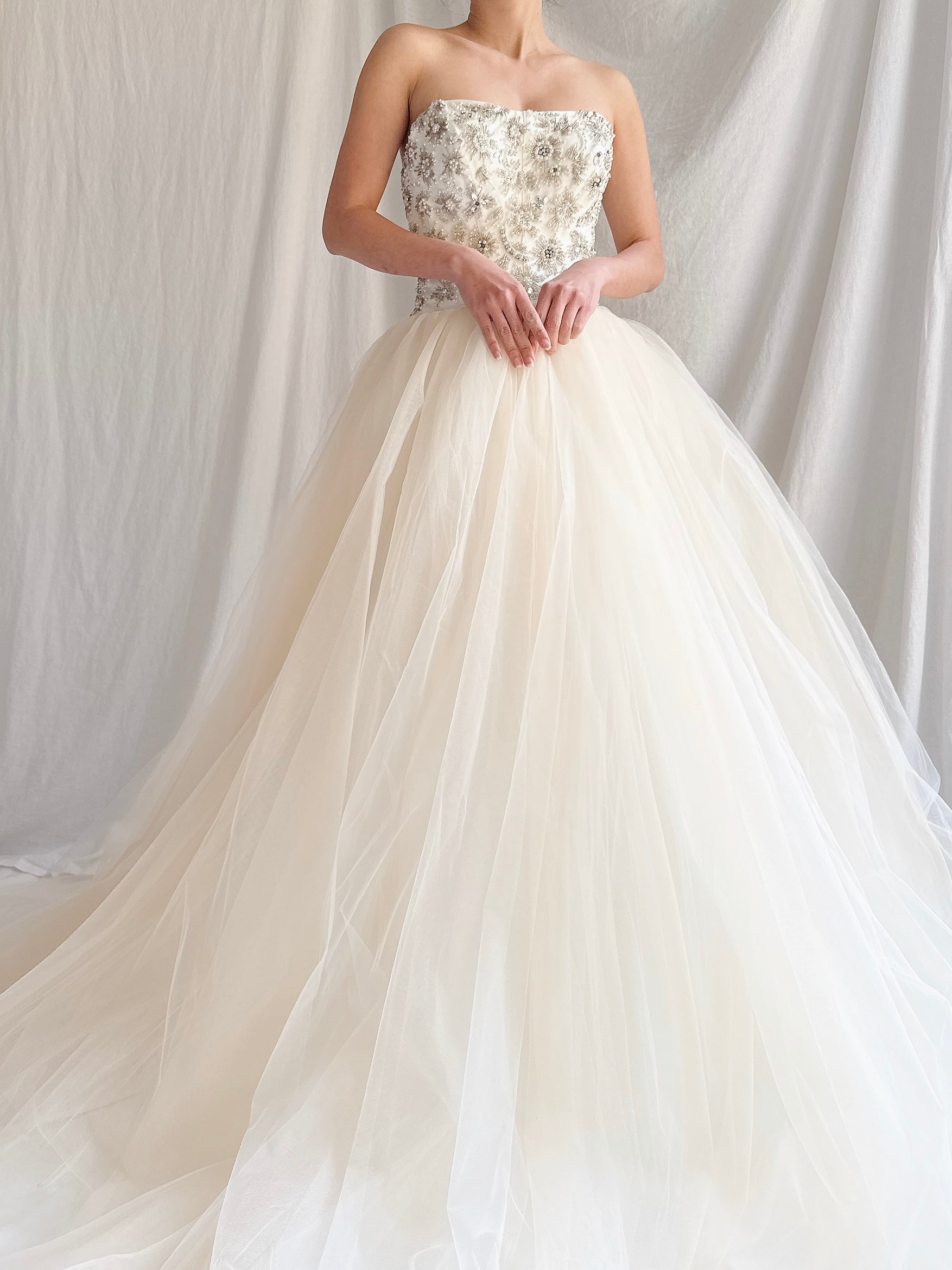 Vintage Strapless Tulle Gown - S