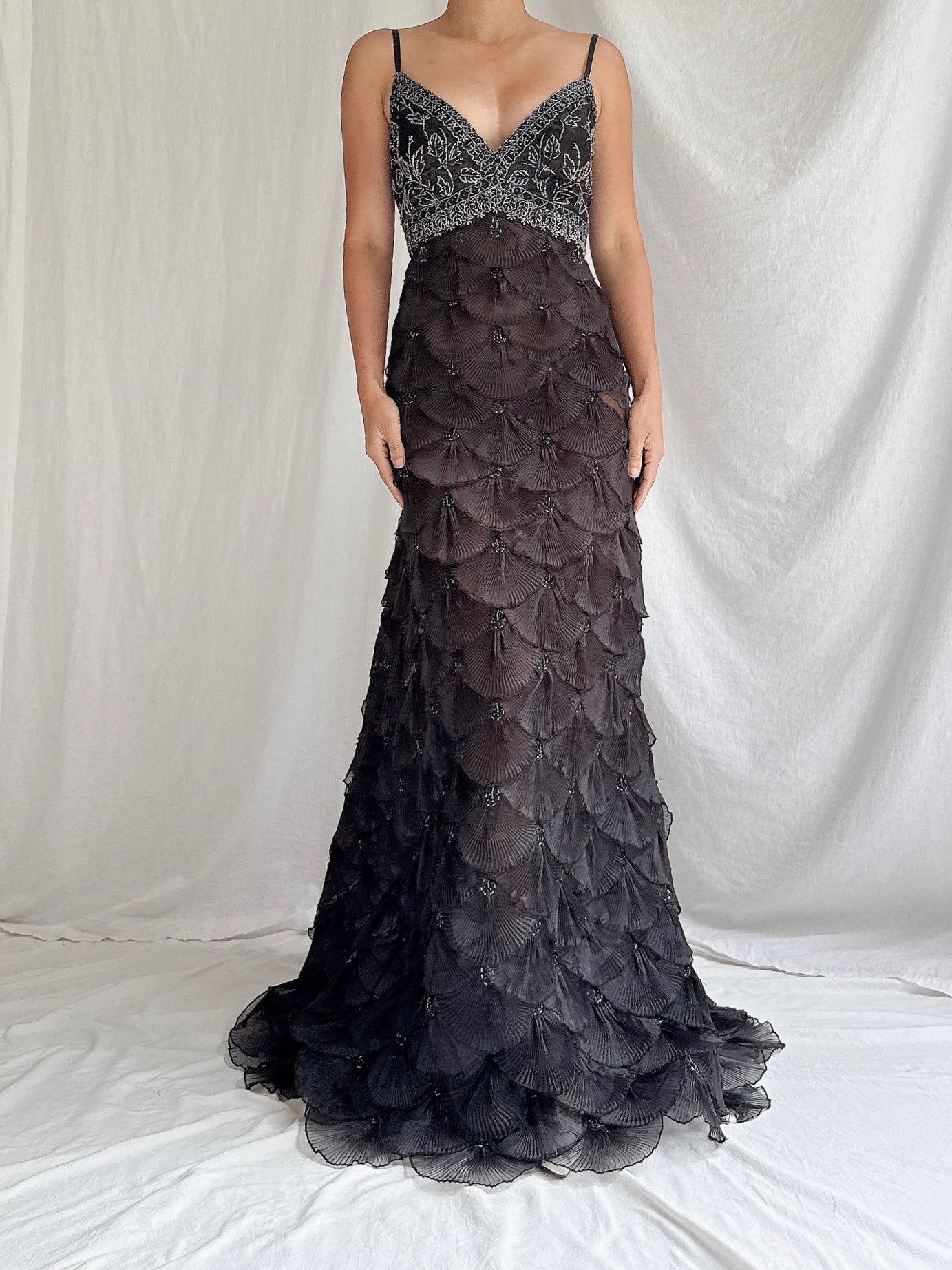 Vintage Scalloped Organza Dress - S